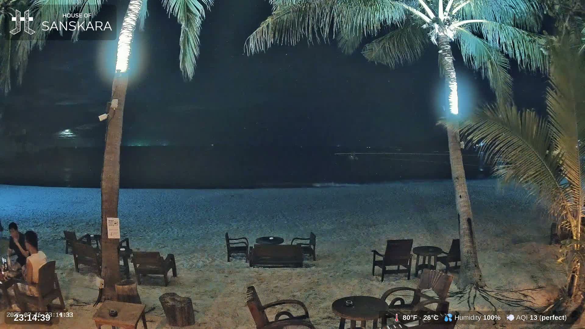 Haad Rin Beach from House of Sanskara Live Cam · Koh Pha Ngan, Surat Thani, Thailand 