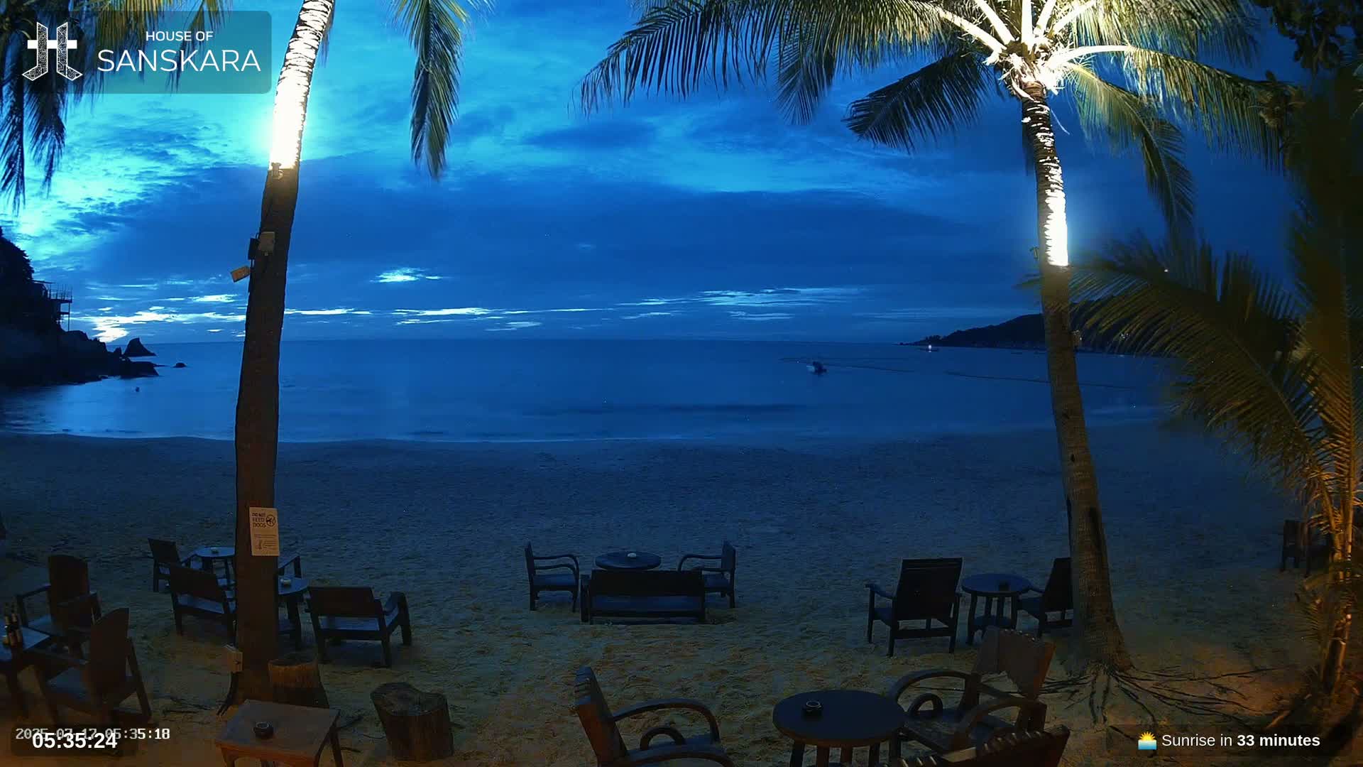 Haad Rin Beach from House of Sanskara Live Cam · Koh Pha Ngan, Surat Thani, Thailand 