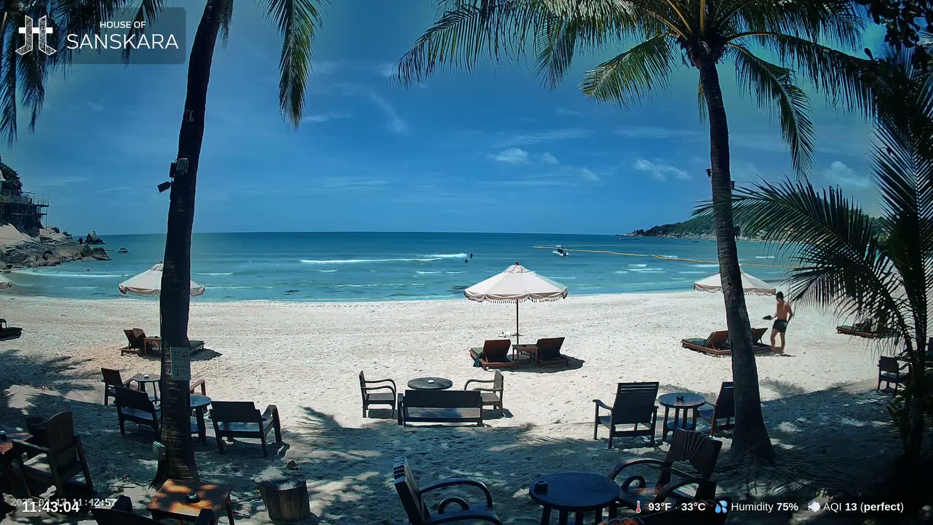 Haad Rin Beach from House of Sanskara Live Cam · Koh Pha Ngan, Surat Thani, Thailand 