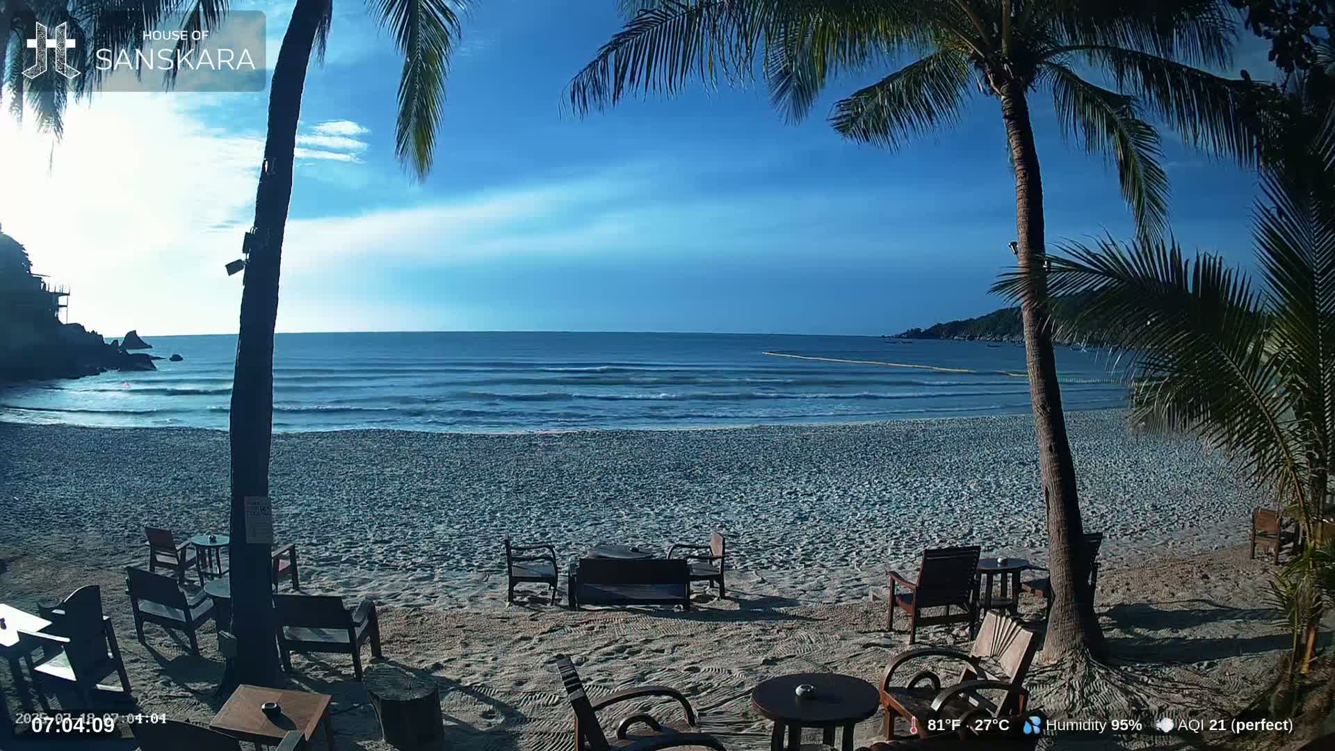 Haad Rin Beach from House of Sanskara Live Cam · Koh Pha Ngan, Surat Thani, Thailand 