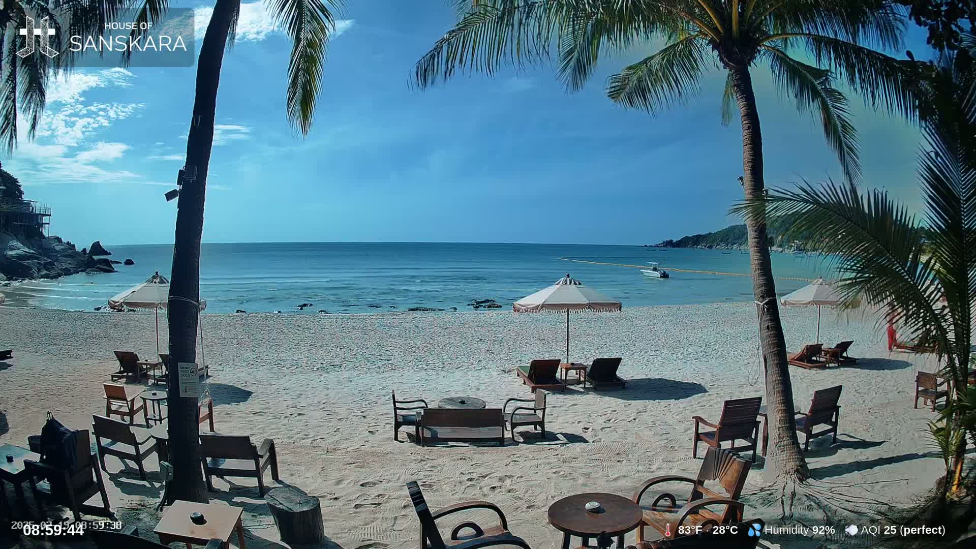 Haad Rin Beach from House of Sanskara Live Cam · Koh Pha Ngan, Surat Thani, Thailand 