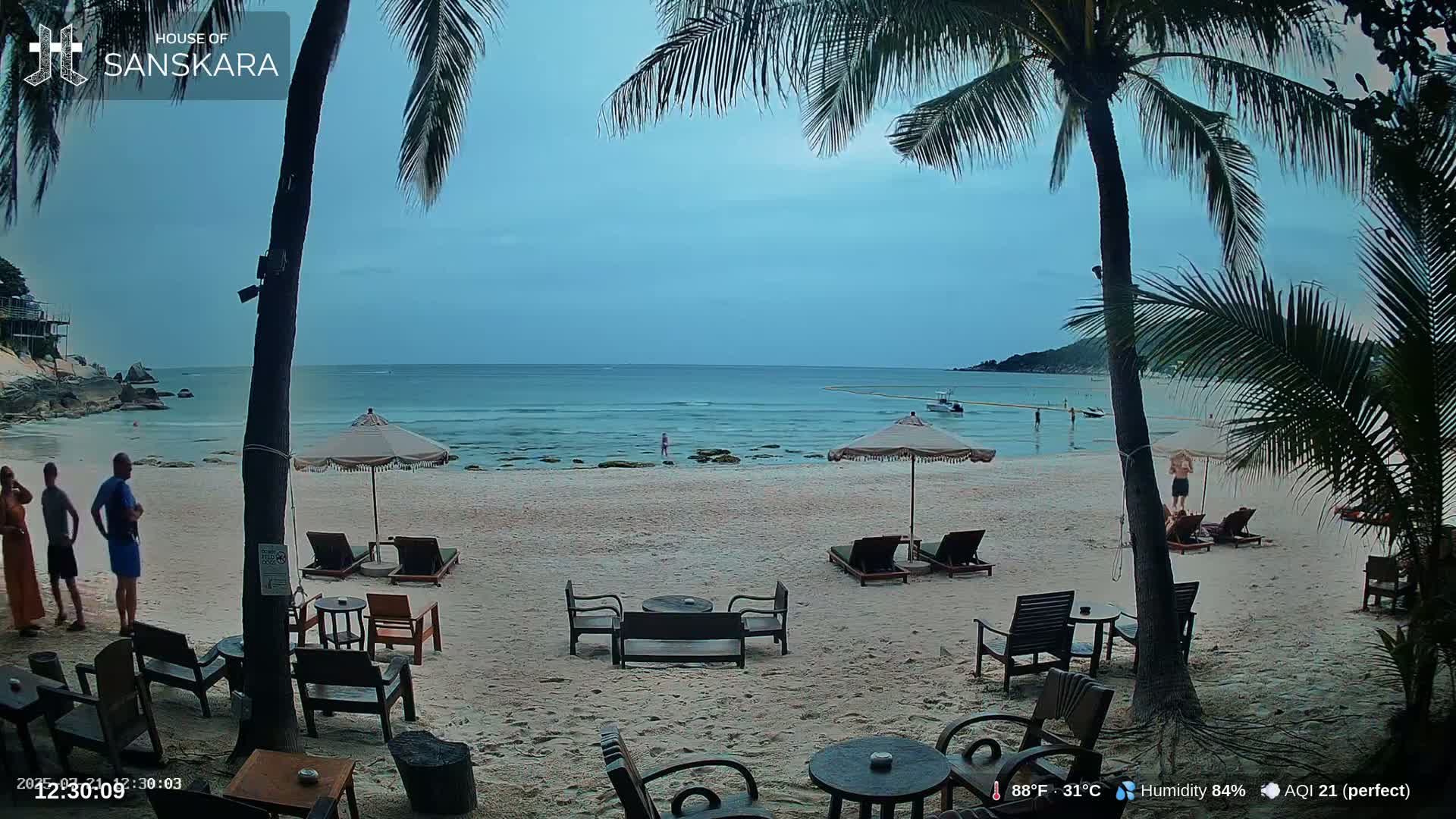 Haad Rin Beach from House of Sanskara Live Cam · Koh Pha Ngan, Surat Thani, Thailand 
