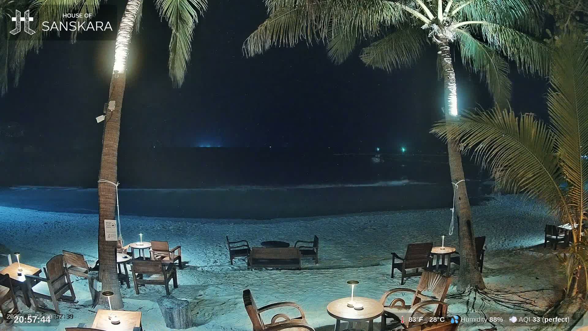 Haad Rin Beach from House of Sanskara Live Cam · Koh Pha Ngan, Surat Thani, Thailand 