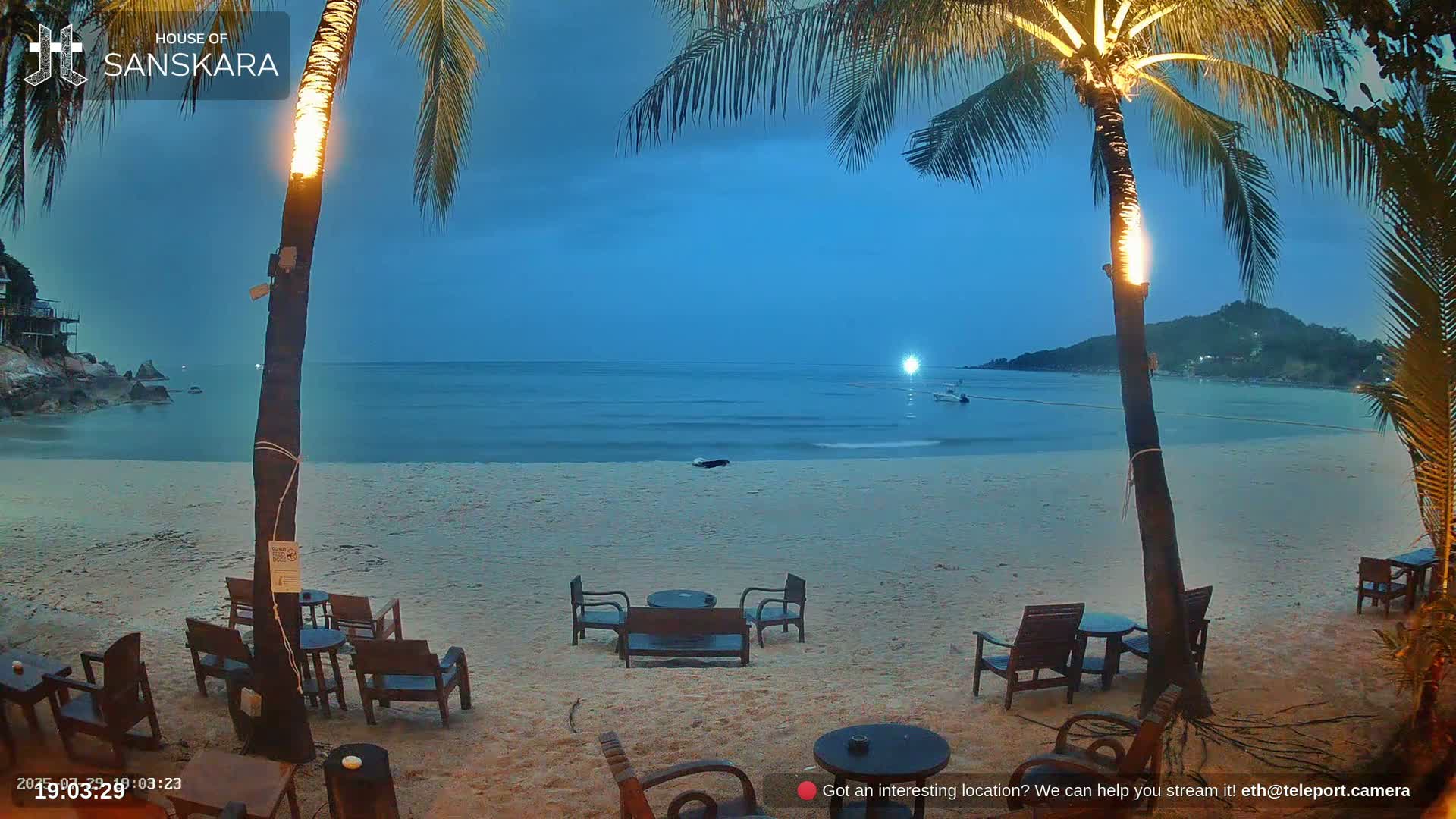 Haad Rin Beach from House of Sanskara Live Cam · Koh Pha Ngan, Surat Thani, Thailand 