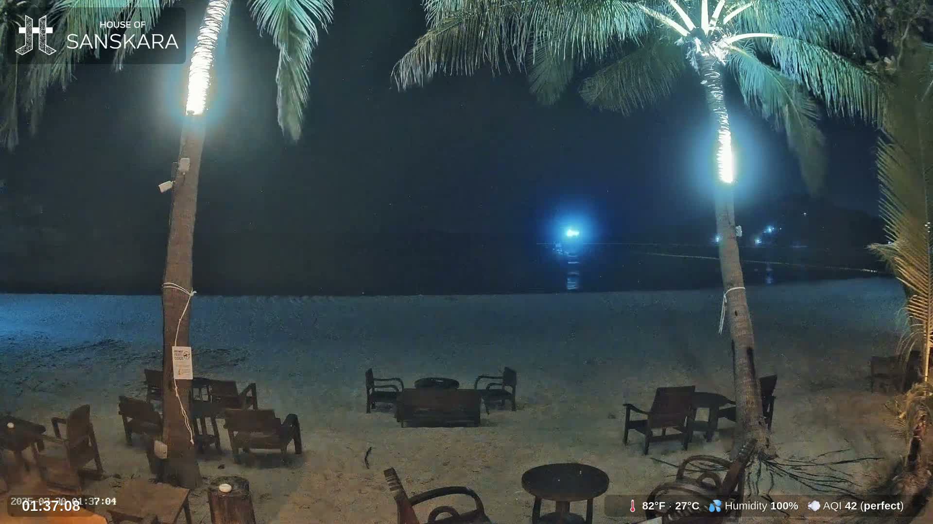 Haad Rin Beach from House of Sanskara Live Cam · Koh Pha Ngan, Surat Thani, Thailand 