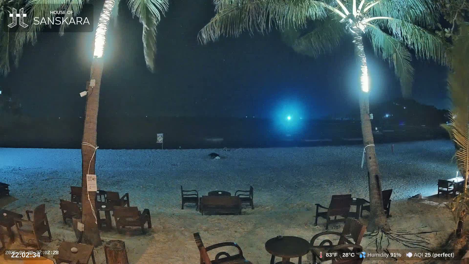 Haad Rin Beach from House of Sanskara Live Cam · Koh Pha Ngan, Surat Thani, Thailand 