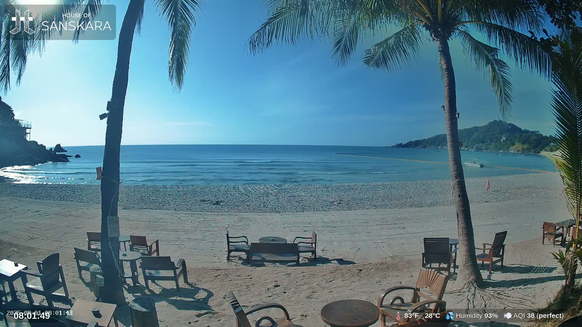 Haad Rin Beach from House of Sanskara Live Cam · Koh Pha Ngan, Surat Thani, Thailand 