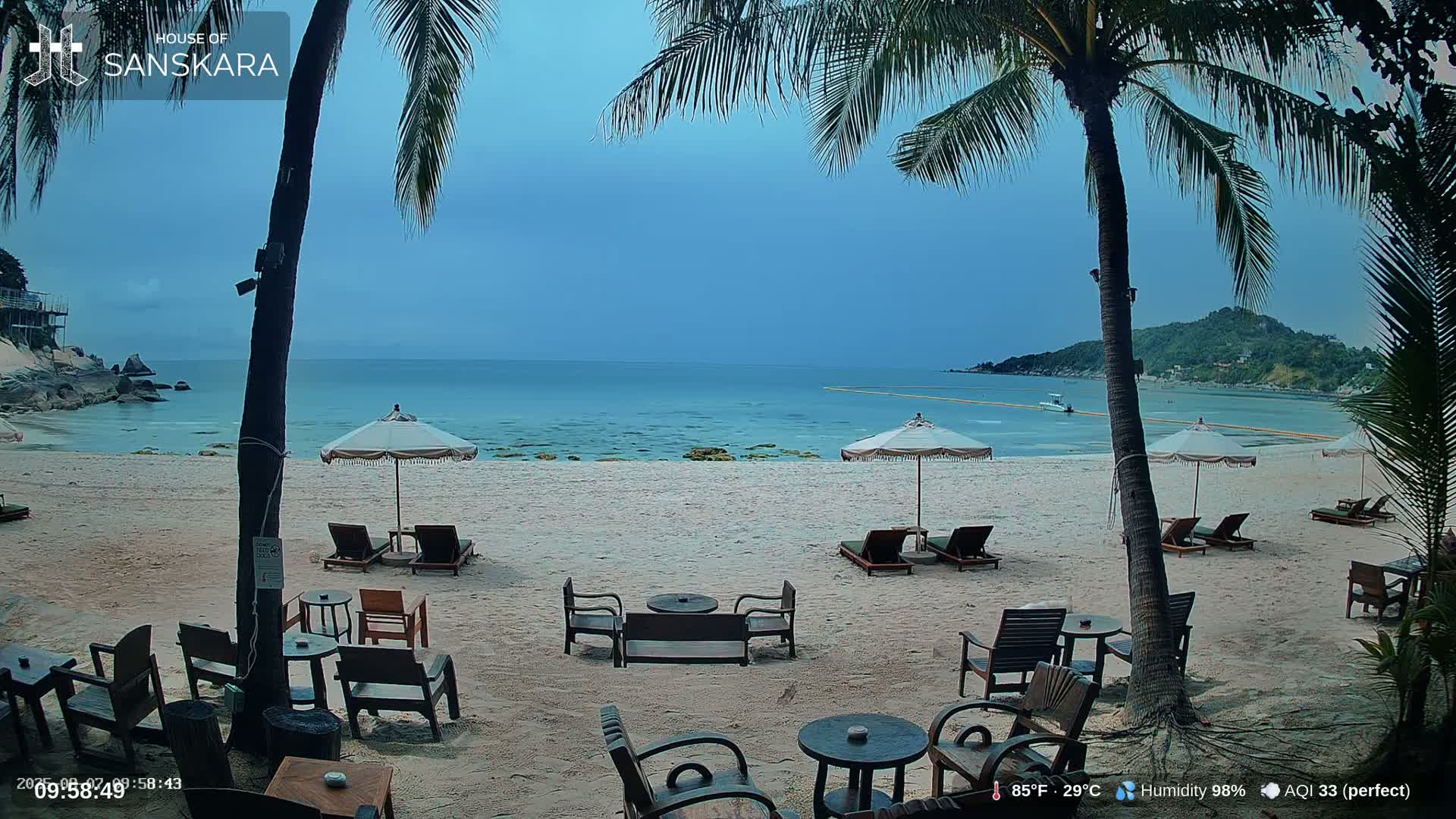 Haad Rin Beach from House of Sanskara Live Cam · Koh Pha Ngan, Surat Thani, Thailand