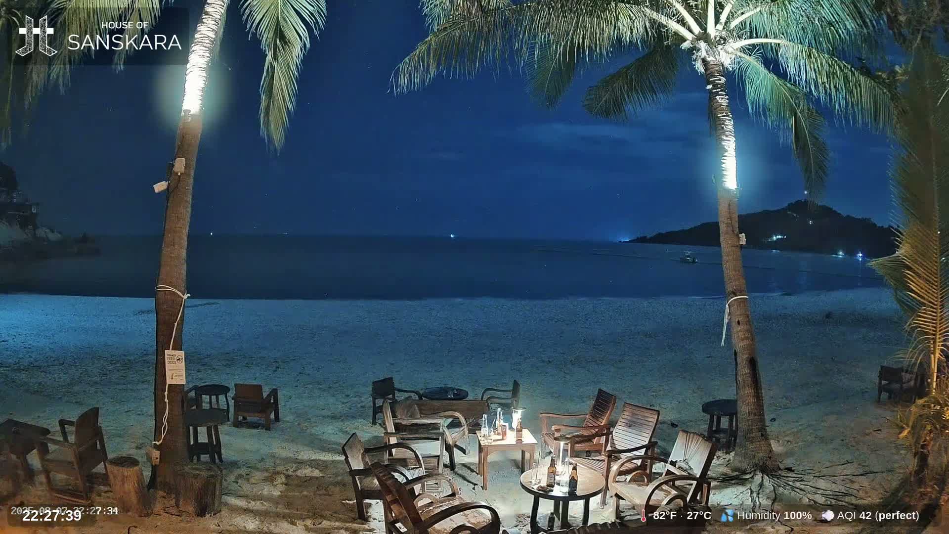 Haad Rin Beach from House of Sanskara Live Cam · Koh Pha Ngan, Surat Thani, Thailand 