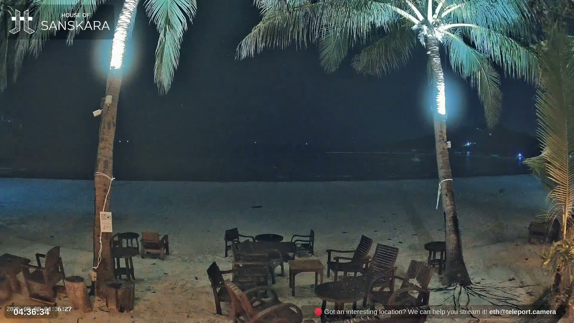 Haad Rin Beach from House of Sanskara Live Cam · Koh Pha Ngan, Surat Thani, Thailand 