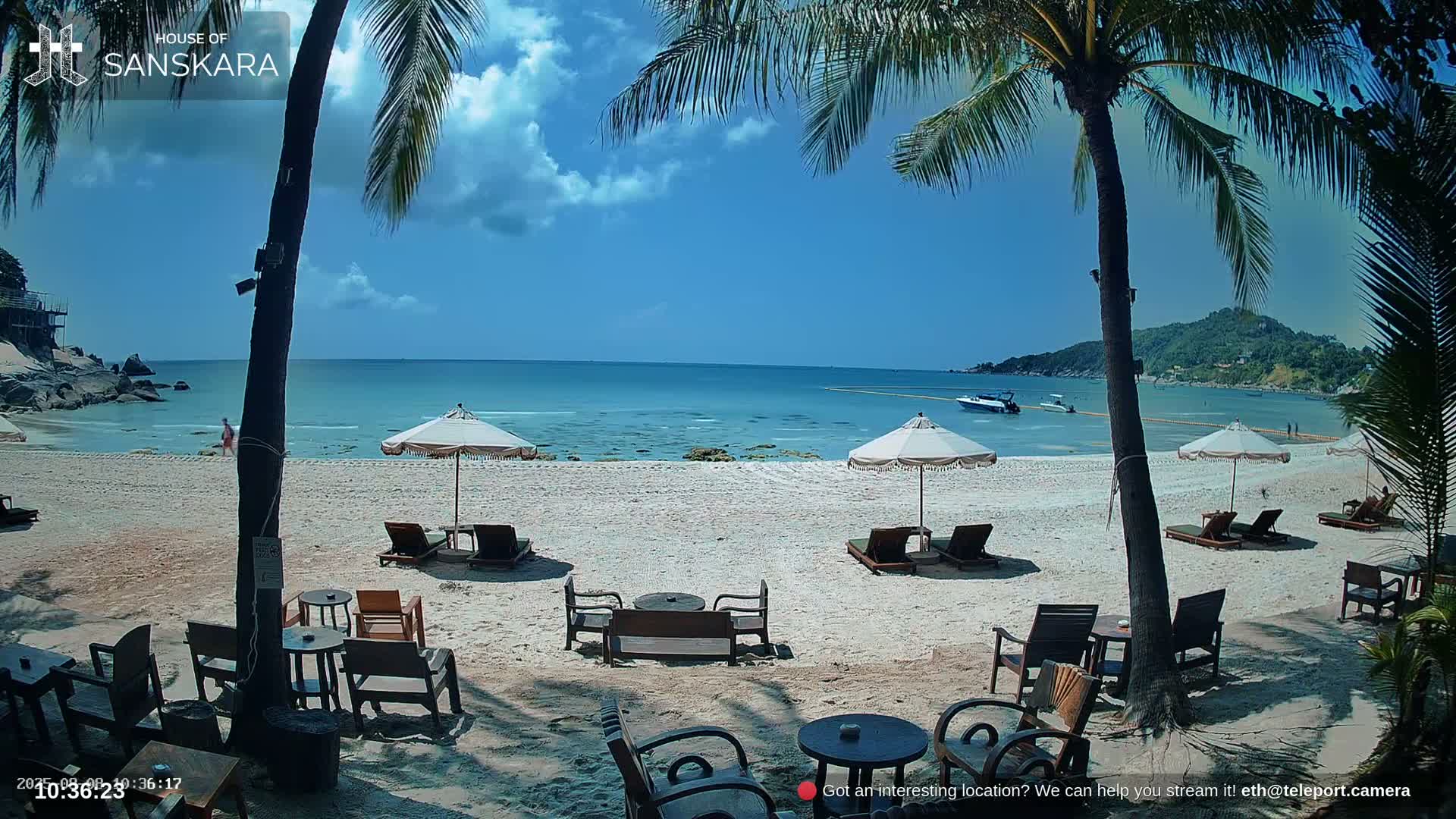 Haad Rin Beach from House of Sanskara Live Cam · Koh Pha Ngan, Surat Thani, Thailand 