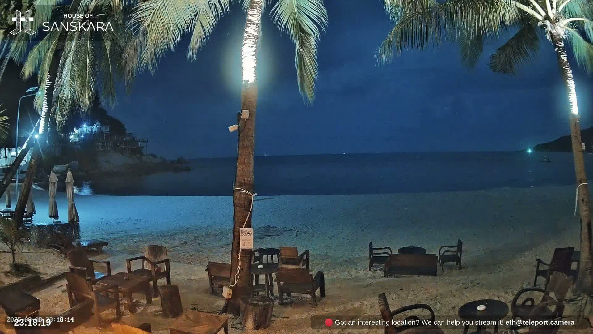 Haad Rin Beach from House of Sanskara Live Cam · Koh Pha Ngan, Surat Thani, Thailand 