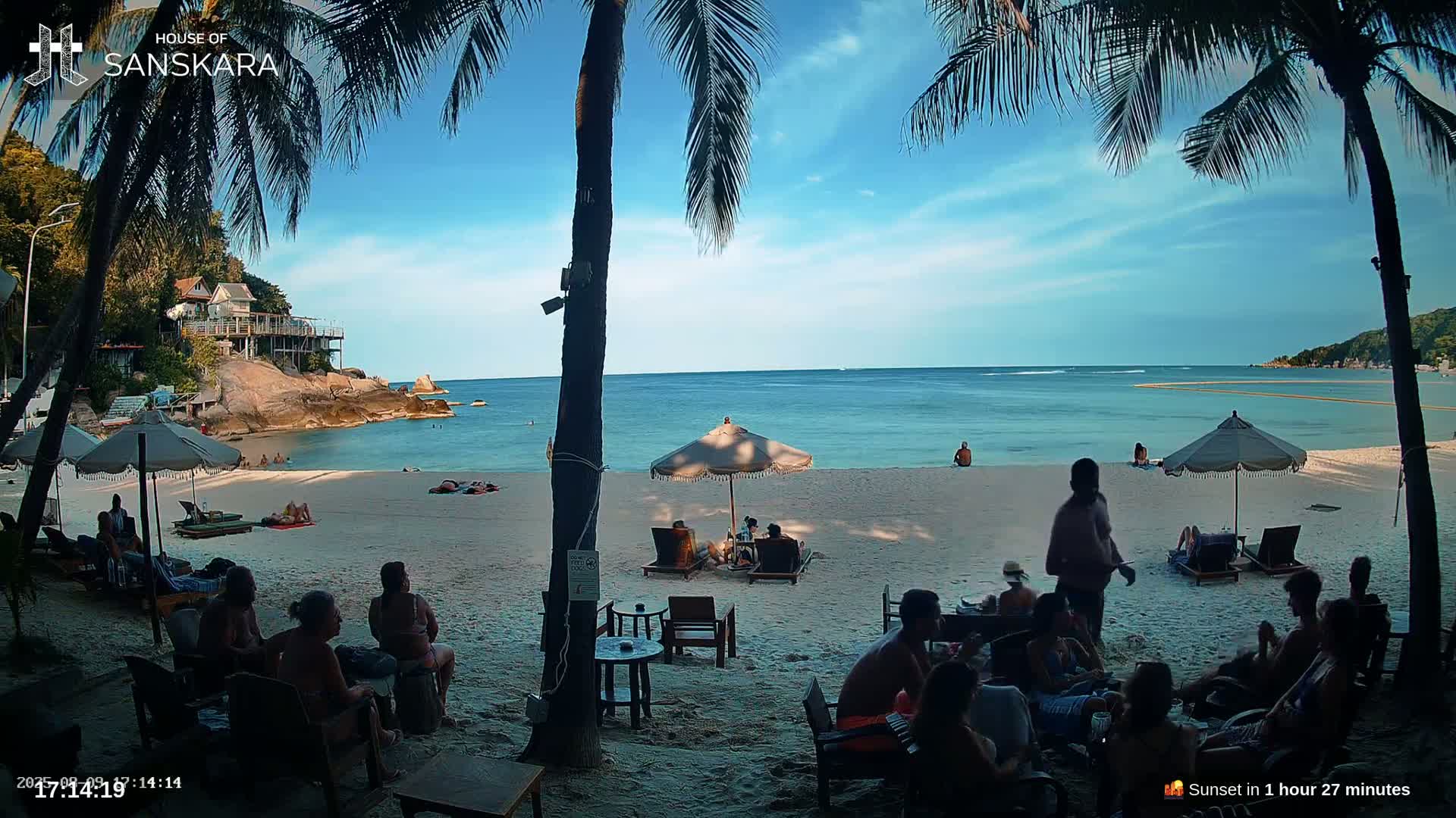 Haad Rin Beach from House of Sanskara Live Cam · Koh Pha Ngan, Surat Thani, Thailand 