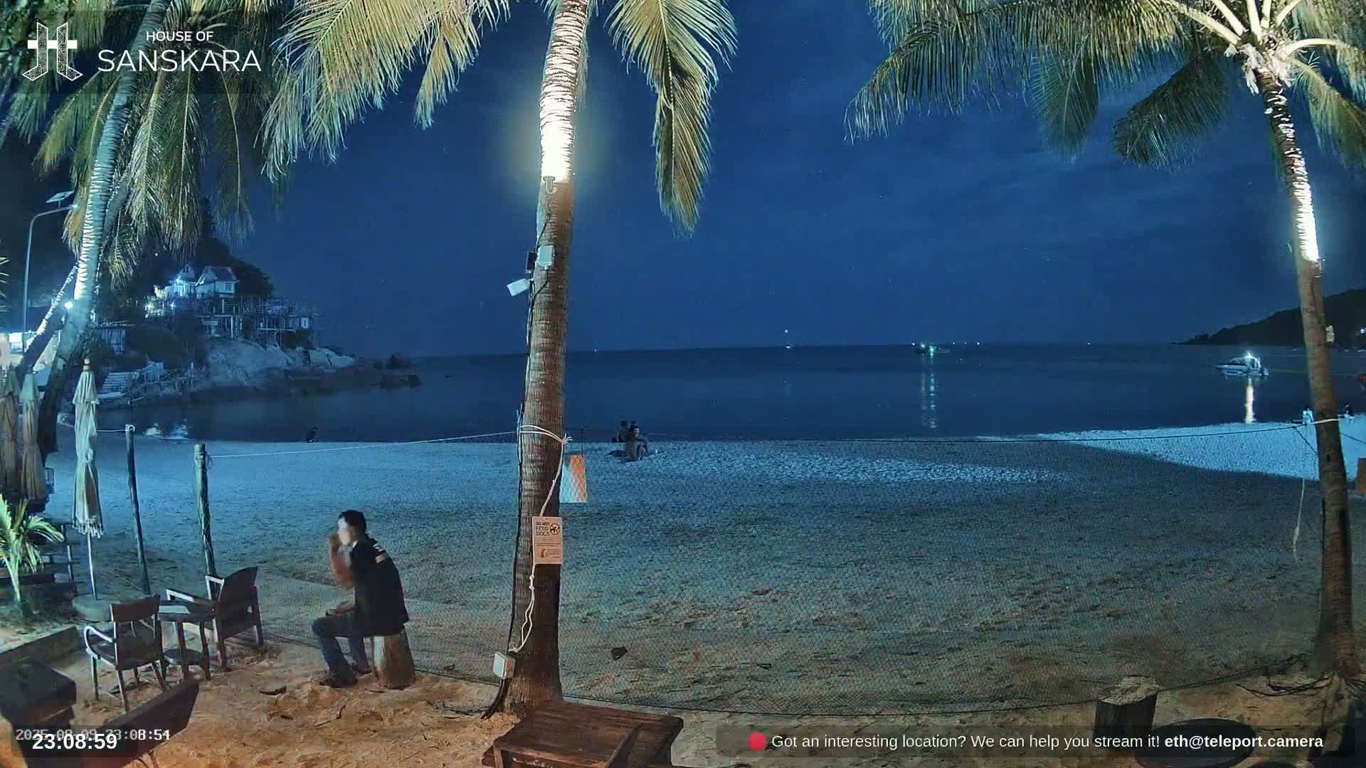 Haad Rin Beach from House of Sanskara Live Cam · Koh Pha Ngan, Surat Thani, Thailand 