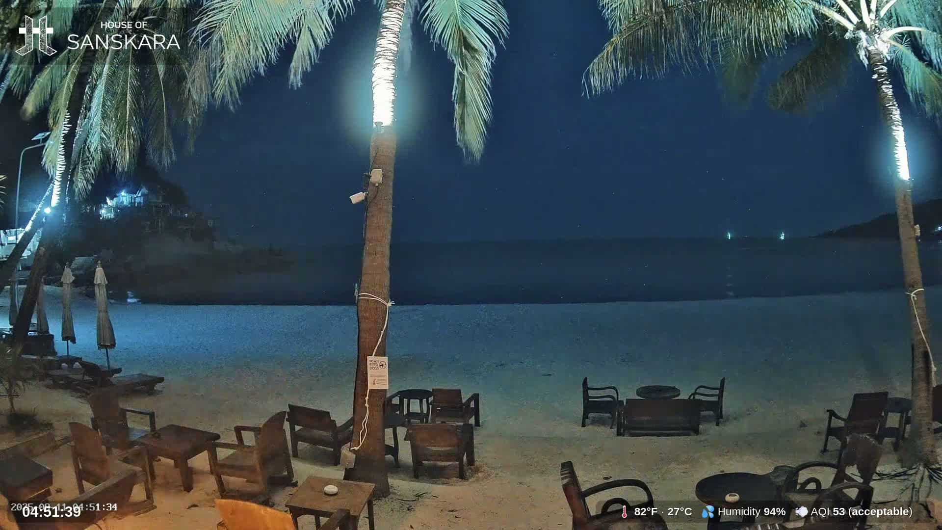 Haad Rin Beach from House of Sanskara Live Cam · Koh Pha Ngan, Surat Thani, Thailand 