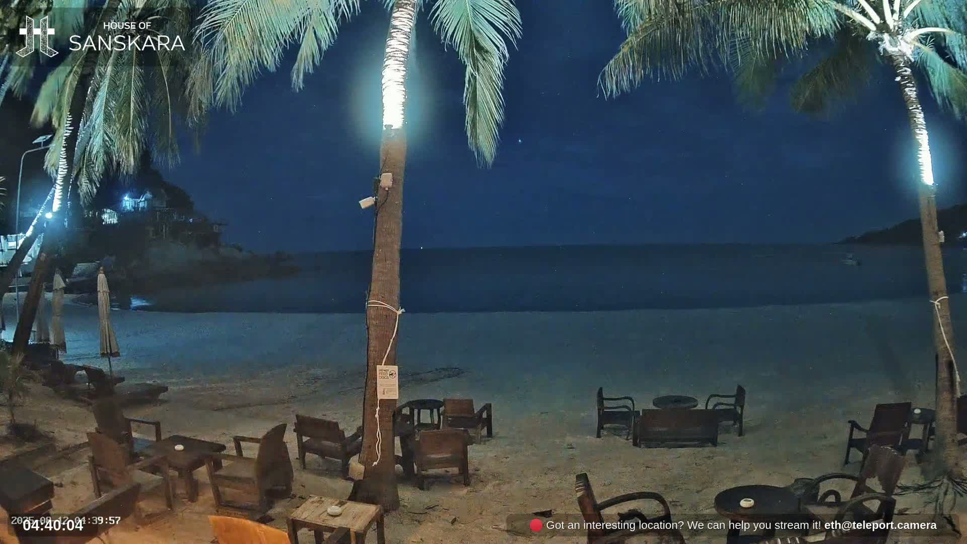 Haad Rin Beach from House of Sanskara Live Cam · Koh Pha Ngan, Surat Thani, Thailand 