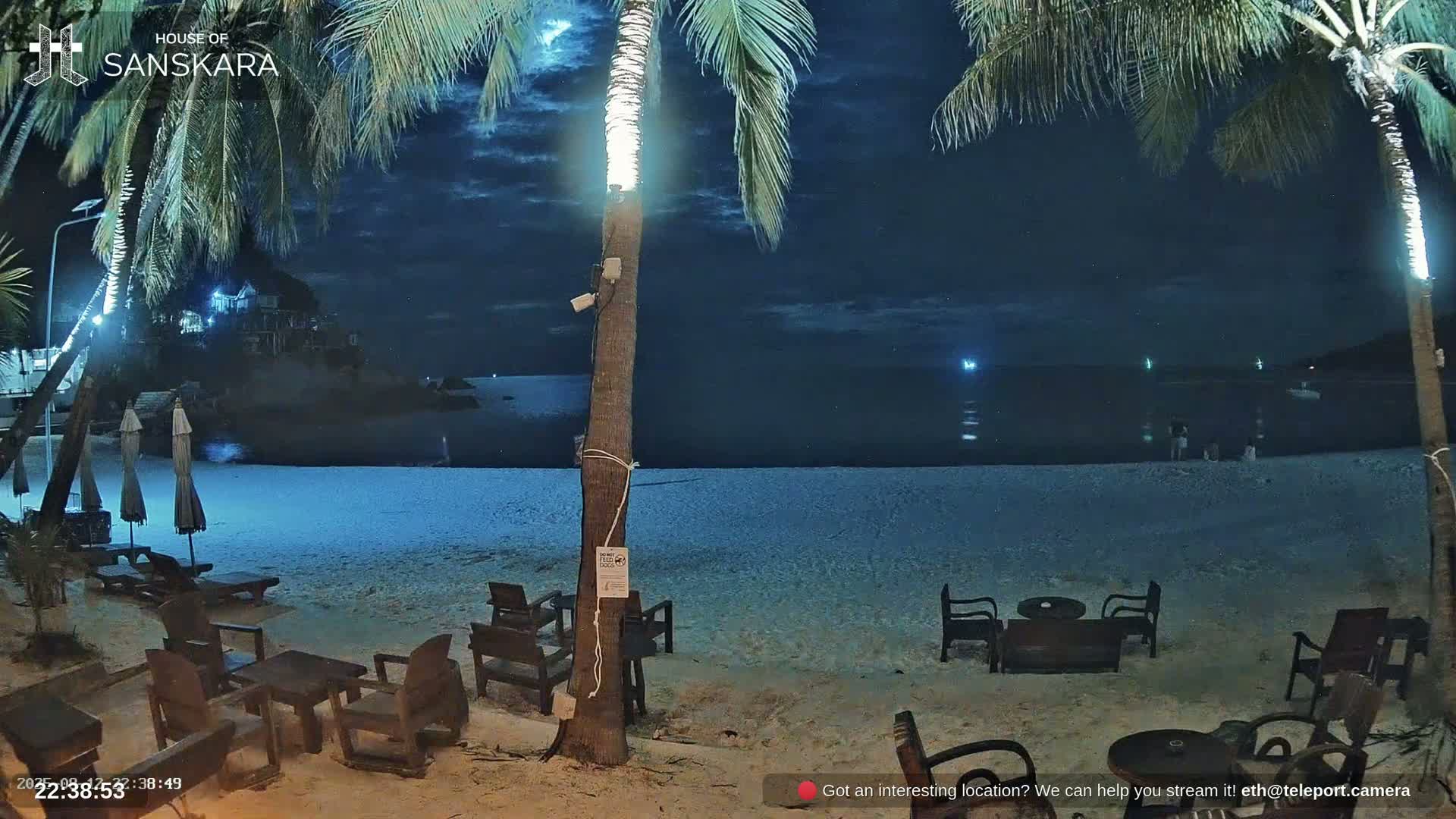 Haad Rin Beach from House of Sanskara Live Cam · Koh Pha Ngan, Surat Thani, Thailand 