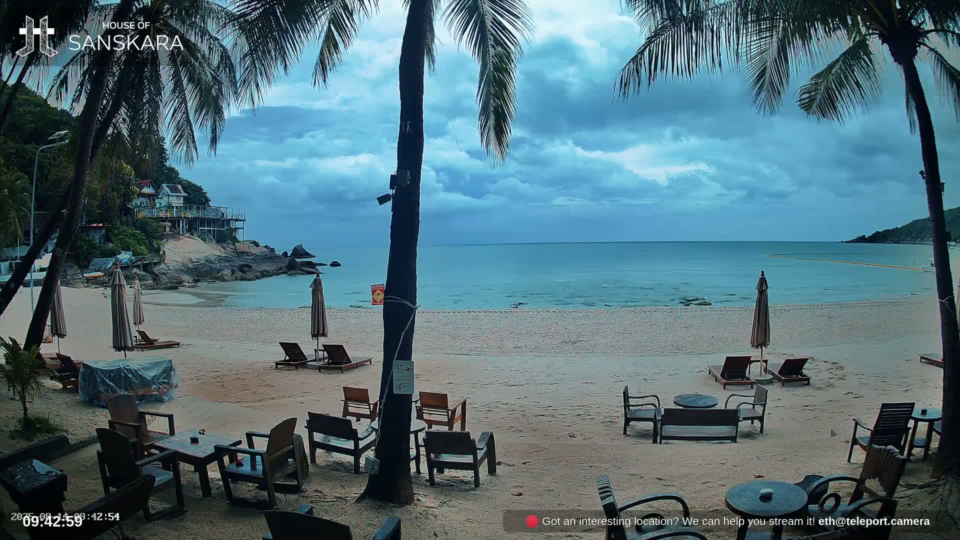 Haad Rin Beach from House of Sanskara Live Cam · Koh Pha Ngan, Surat Thani, Thailand 
