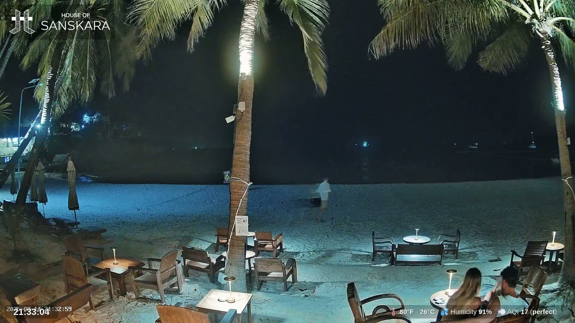 Haad Rin Beach from House of Sanskara Live Cam · Koh Pha Ngan, Surat Thani, Thailand 