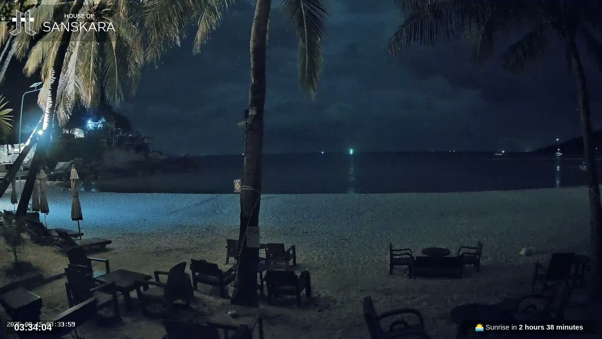 Haad Rin Beach from House of Sanskara Live Cam · Koh Pha Ngan, Surat Thani, Thailand 