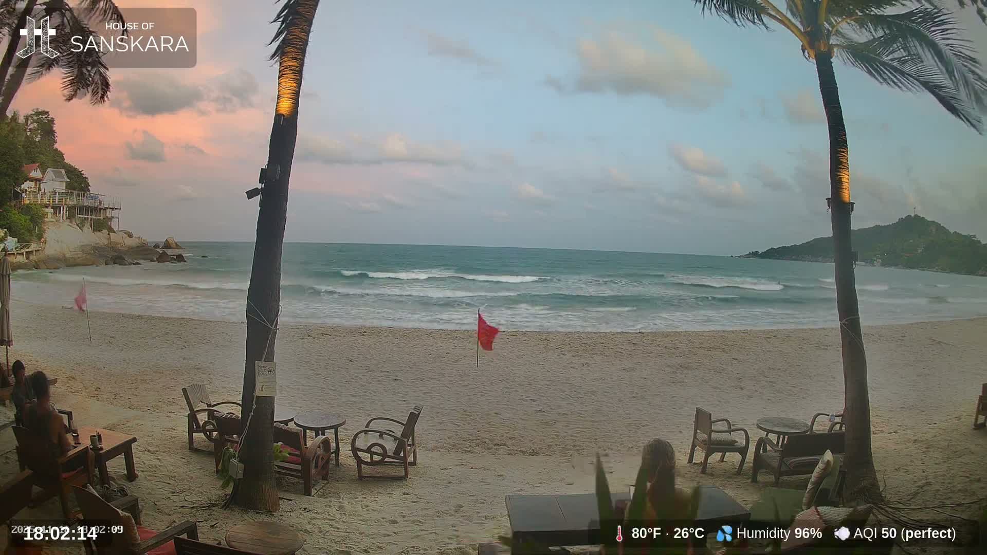 Haad Rin Beach from House of Sanskara Live Cam · Koh Pha Ngan, Surat Thani, Thailand 
