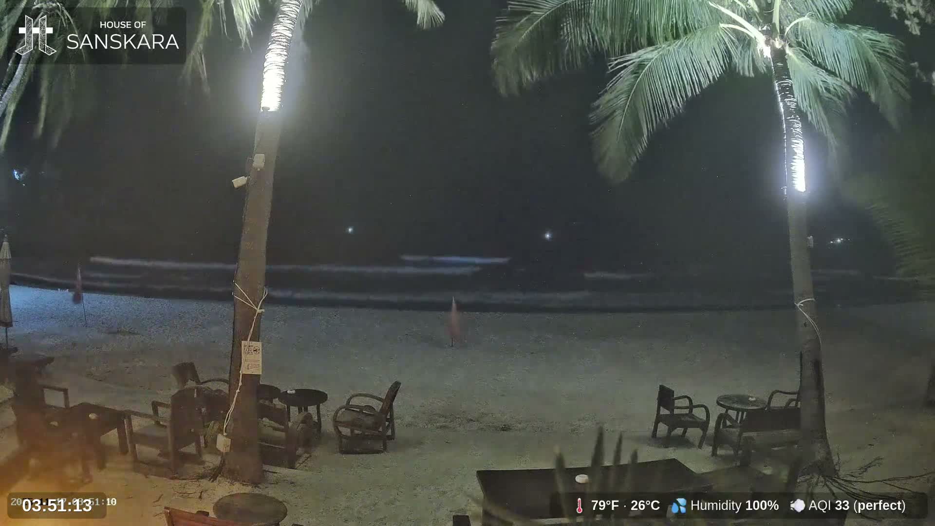 Haad Rin Beach from House of Sanskara Live Cam · Koh Pha Ngan, Surat Thani, Thailand 