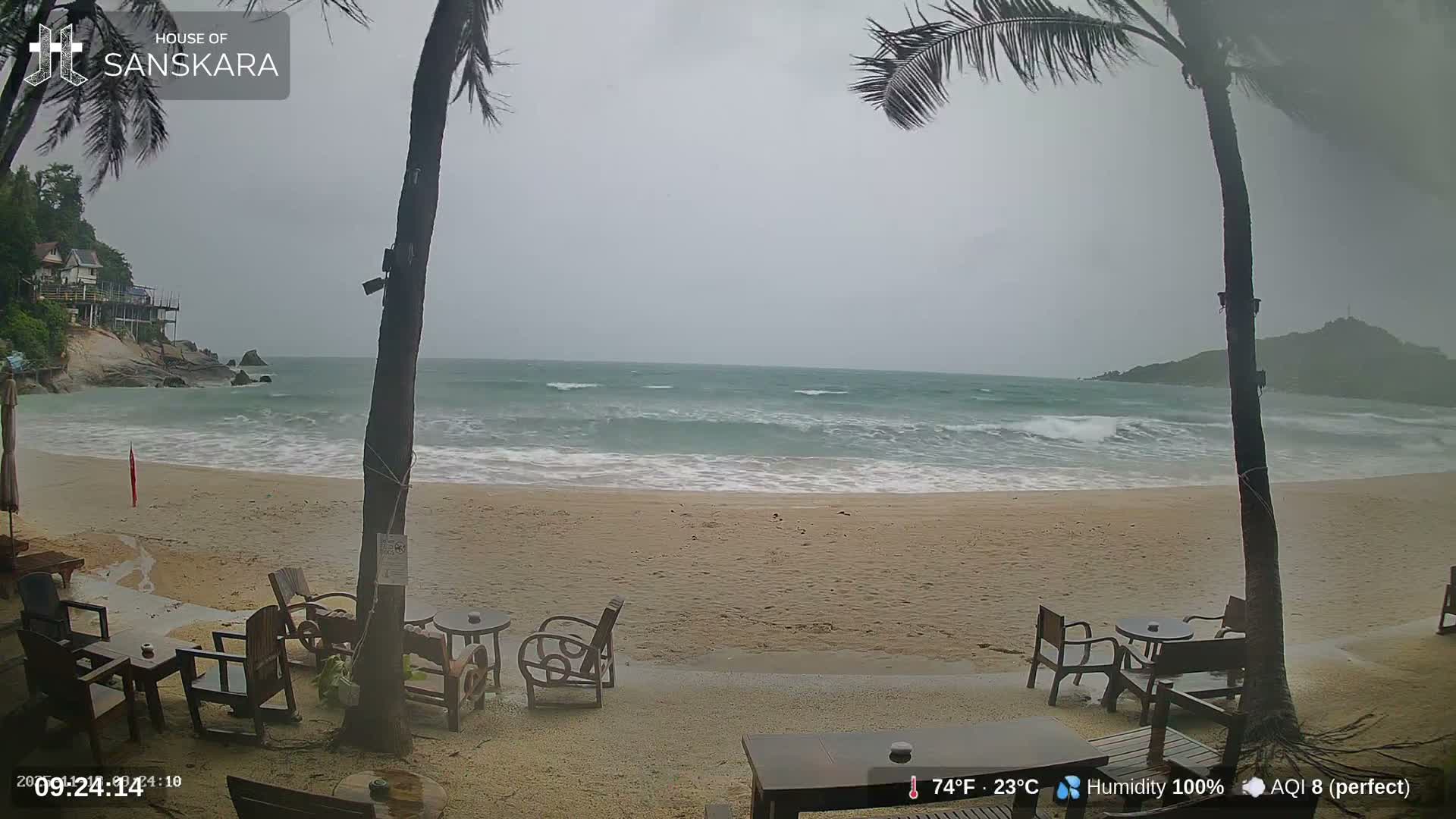 Haad Rin Beach from House of Sanskara Live Cam · Koh Pha Ngan, Surat Thani, Thailand 
