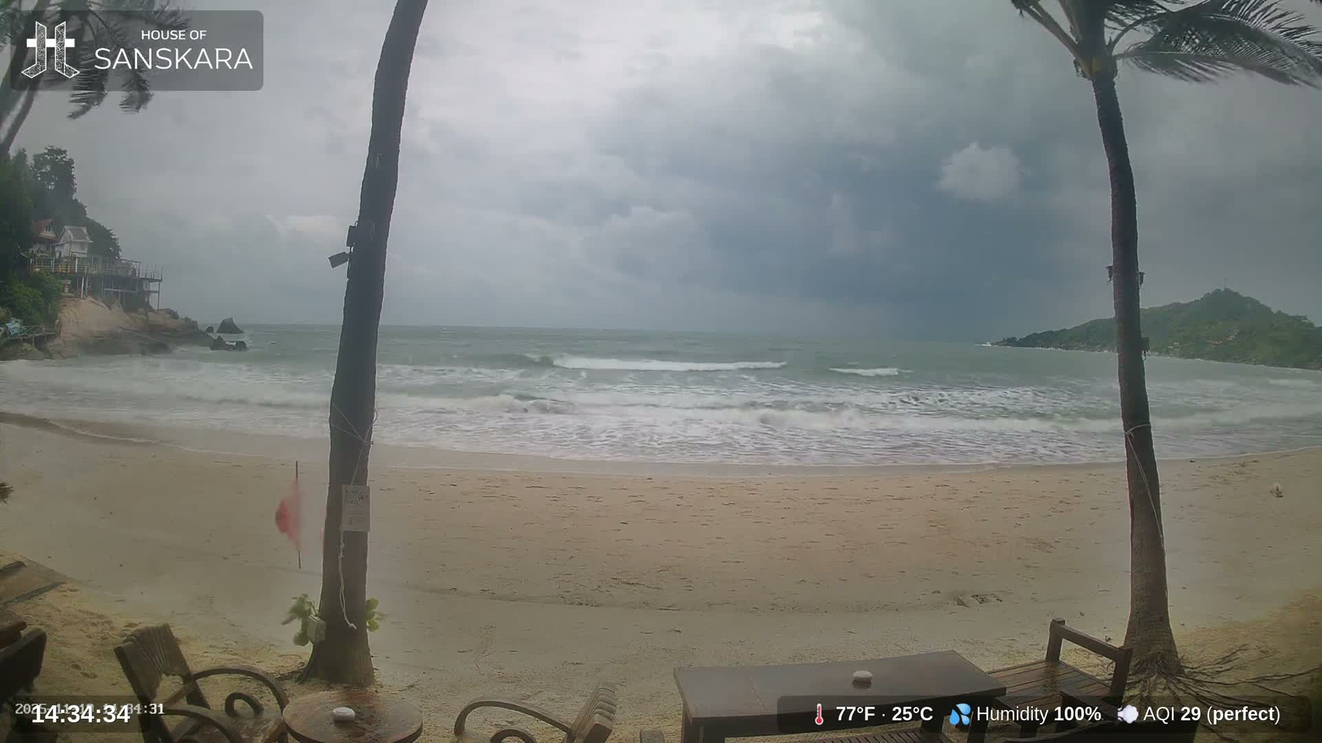 Haad Rin Beach from House of Sanskara Live Cam · Koh Pha Ngan, Surat Thani, Thailand 