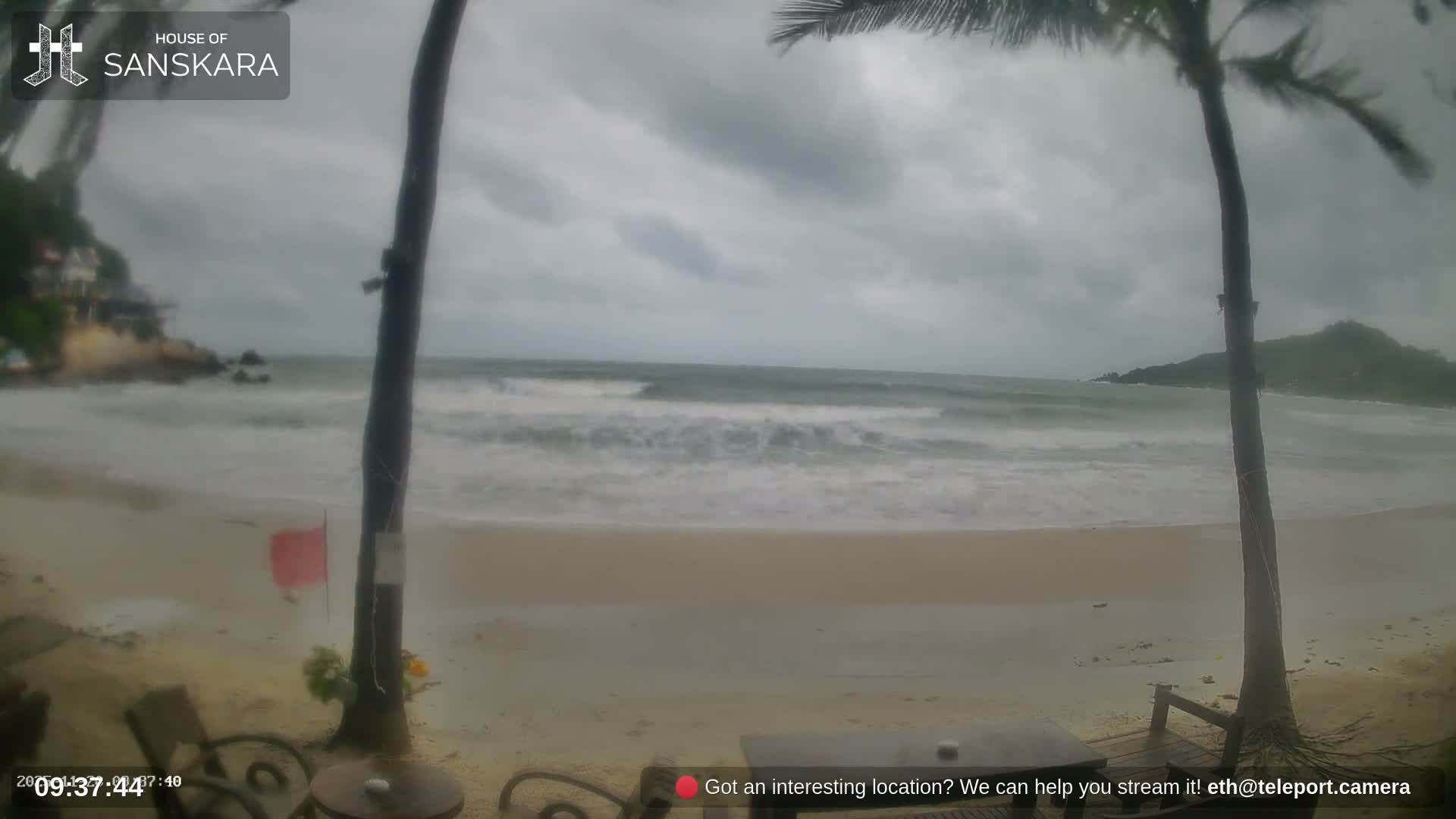 Haad Rin Beach from House of Sanskara Live Cam · Koh Pha Ngan, Surat Thani, Thailand 