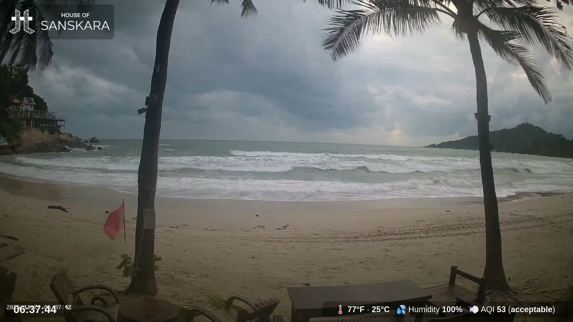 Haad Rin Beach from House of Sanskara Live Cam · Koh Pha Ngan, Surat Thani, Thailand 