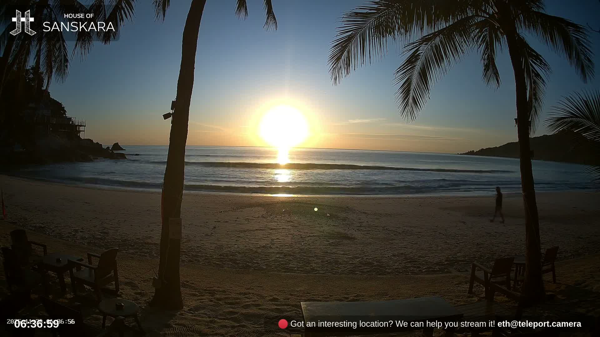 Haad Rin Beach from House of Sanskara Live Cam · Koh Pha Ngan, Surat Thani, Thailand 