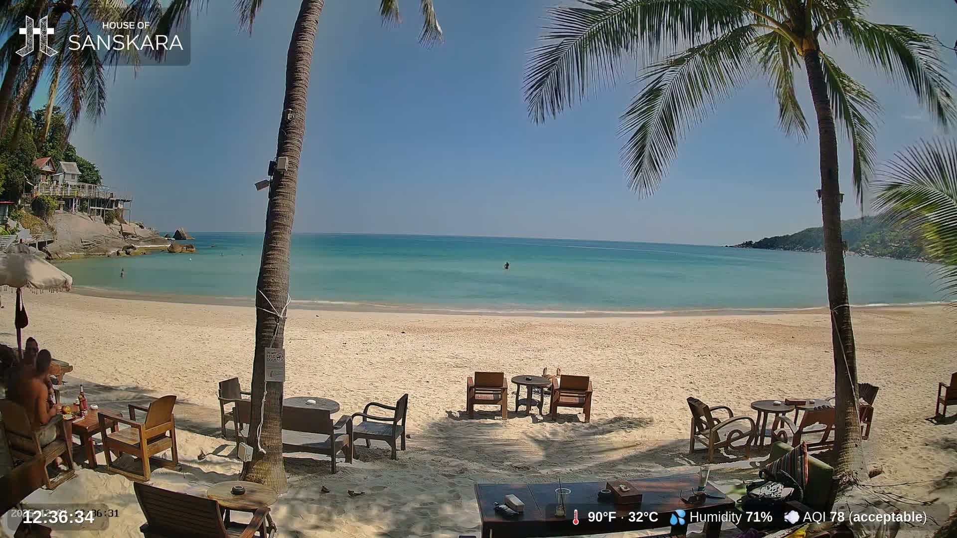 Haad Rin Beach from House of Sanskara Live Cam · Koh Pha Ngan, Surat Thani, Thailand 