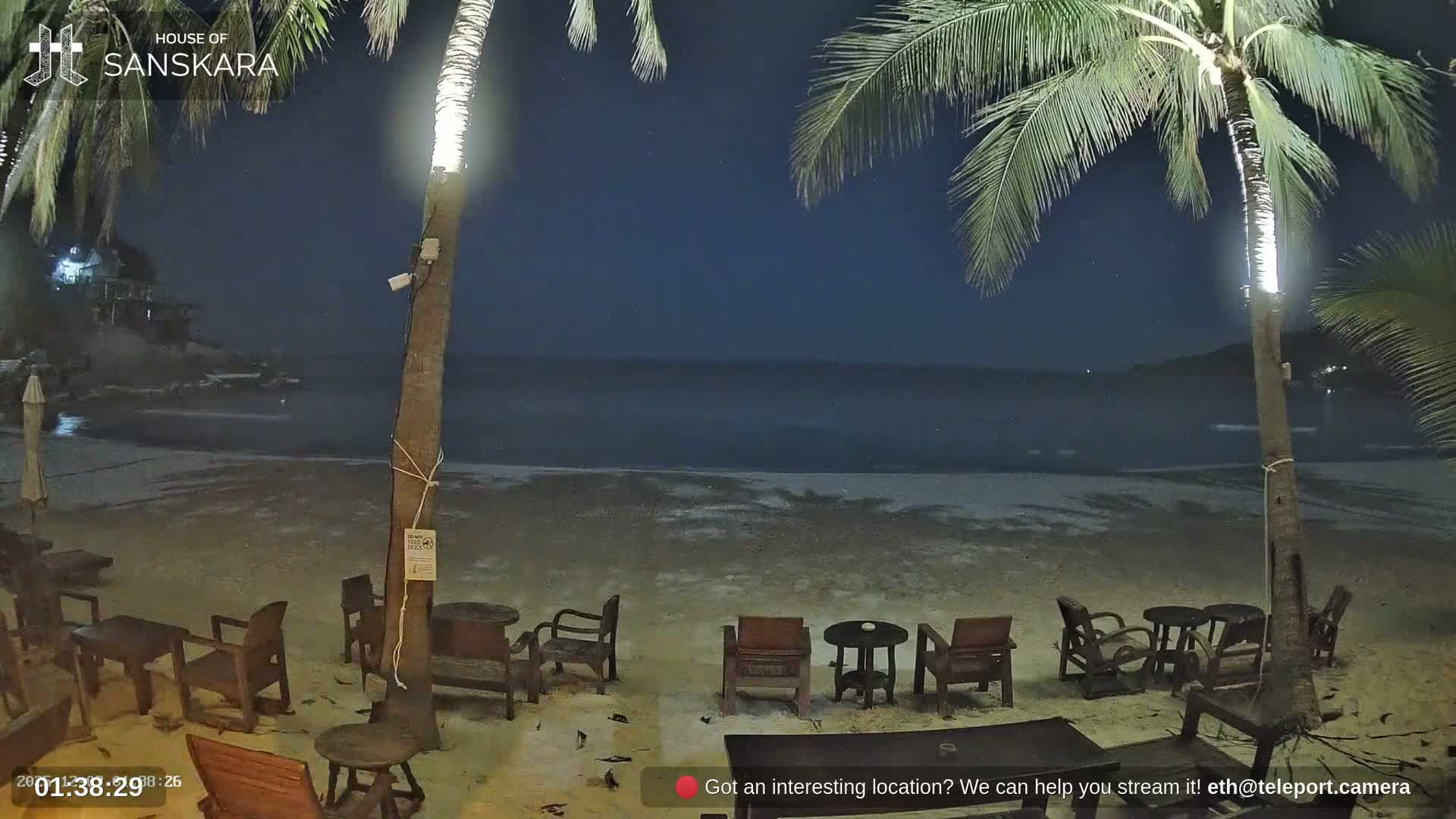 Haad Rin Beach from House of Sanskara Live Cam · Koh Pha Ngan, Surat Thani, Thailand 