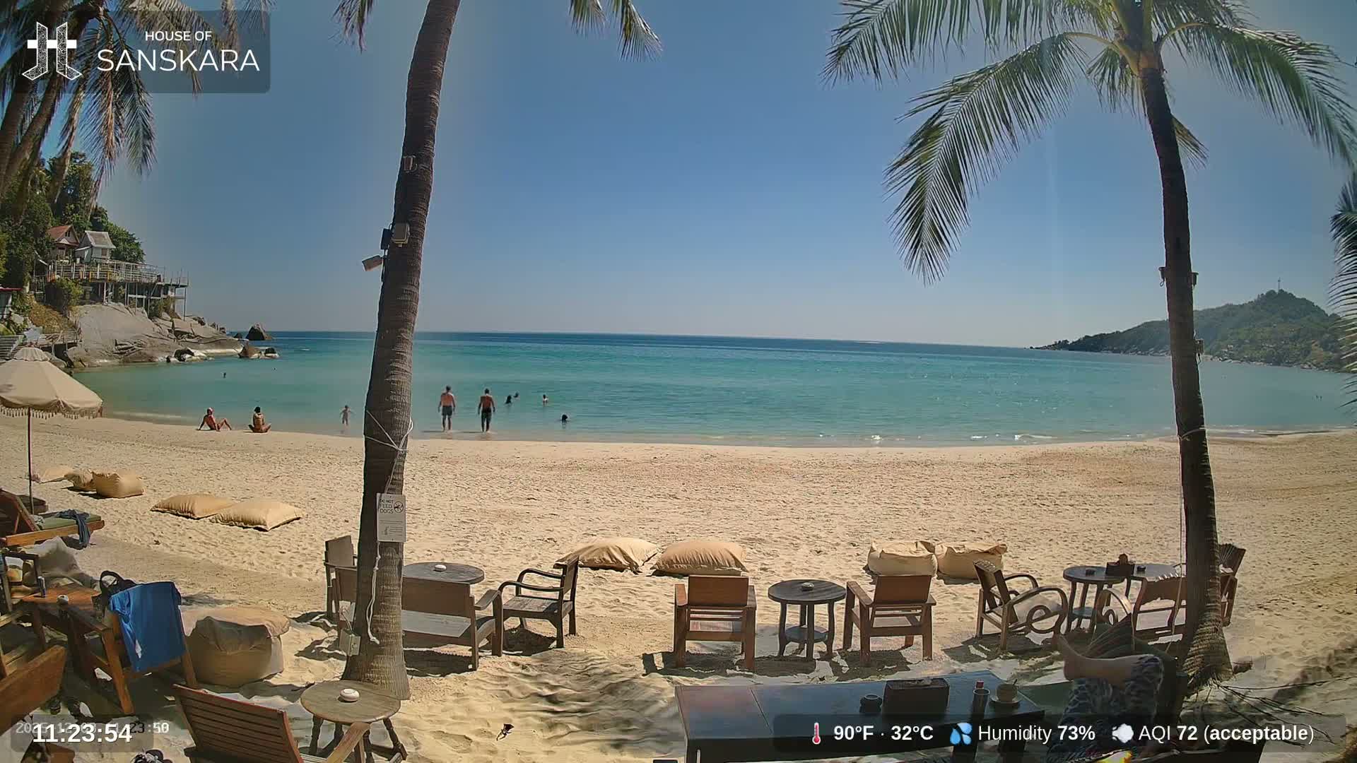 Haad Rin Beach from House of Sanskara Live Cam · Koh Pha Ngan, Surat Thani, Thailand 