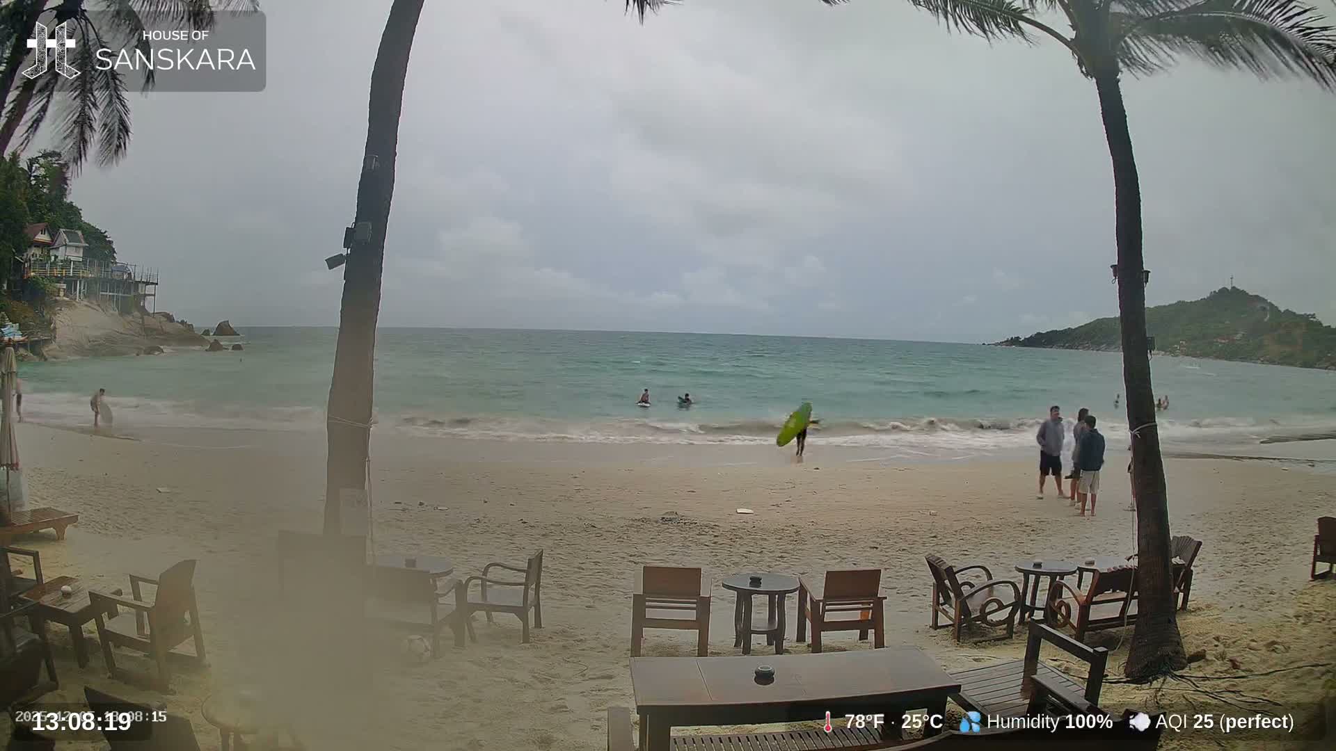 Haad Rin Beach from House of Sanskara Live Cam · Koh Pha Ngan, Surat Thani, Thailand 