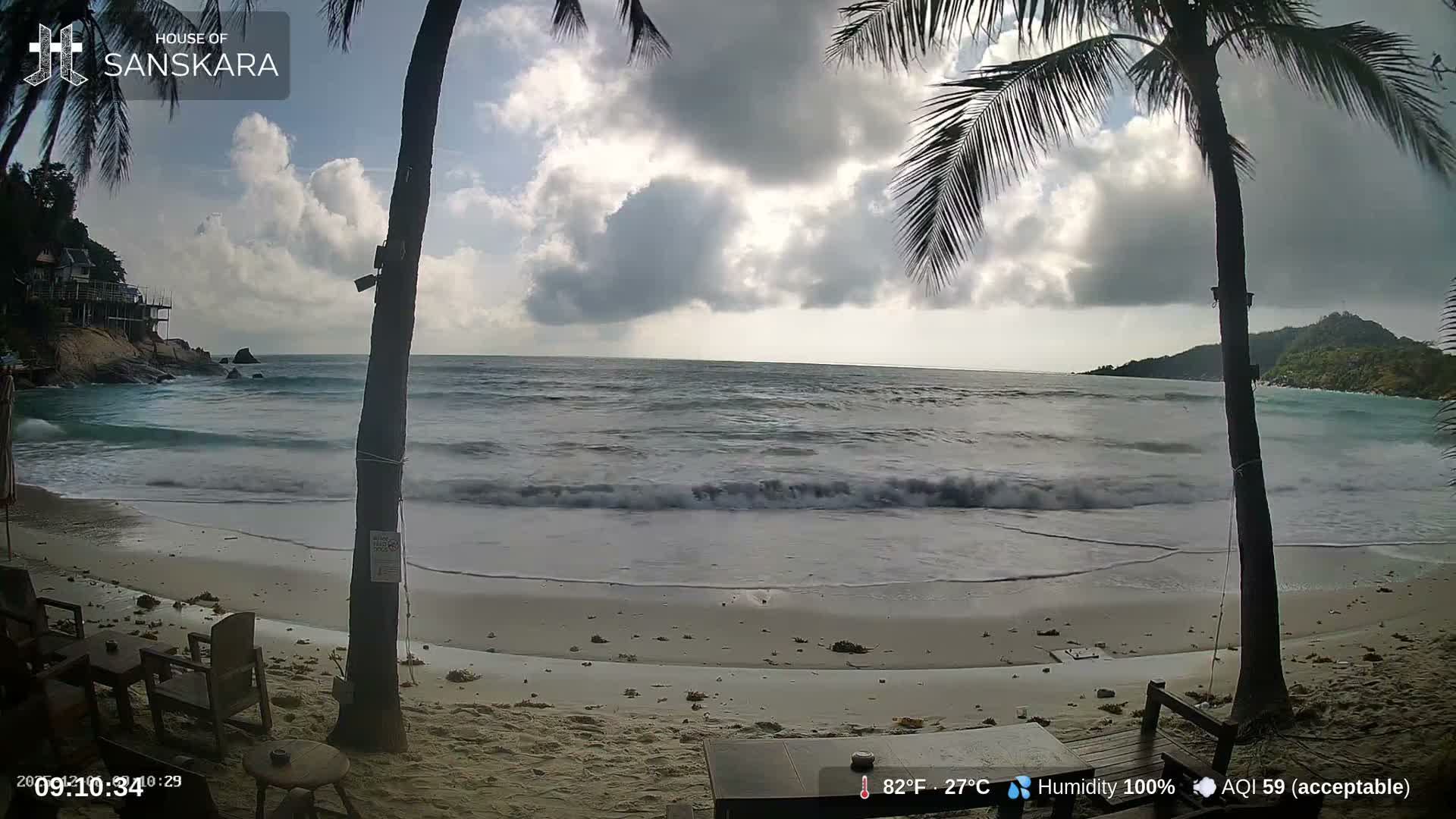 Haad Rin Beach from House of Sanskara Live Cam · Koh Pha Ngan, Surat Thani, Thailand 