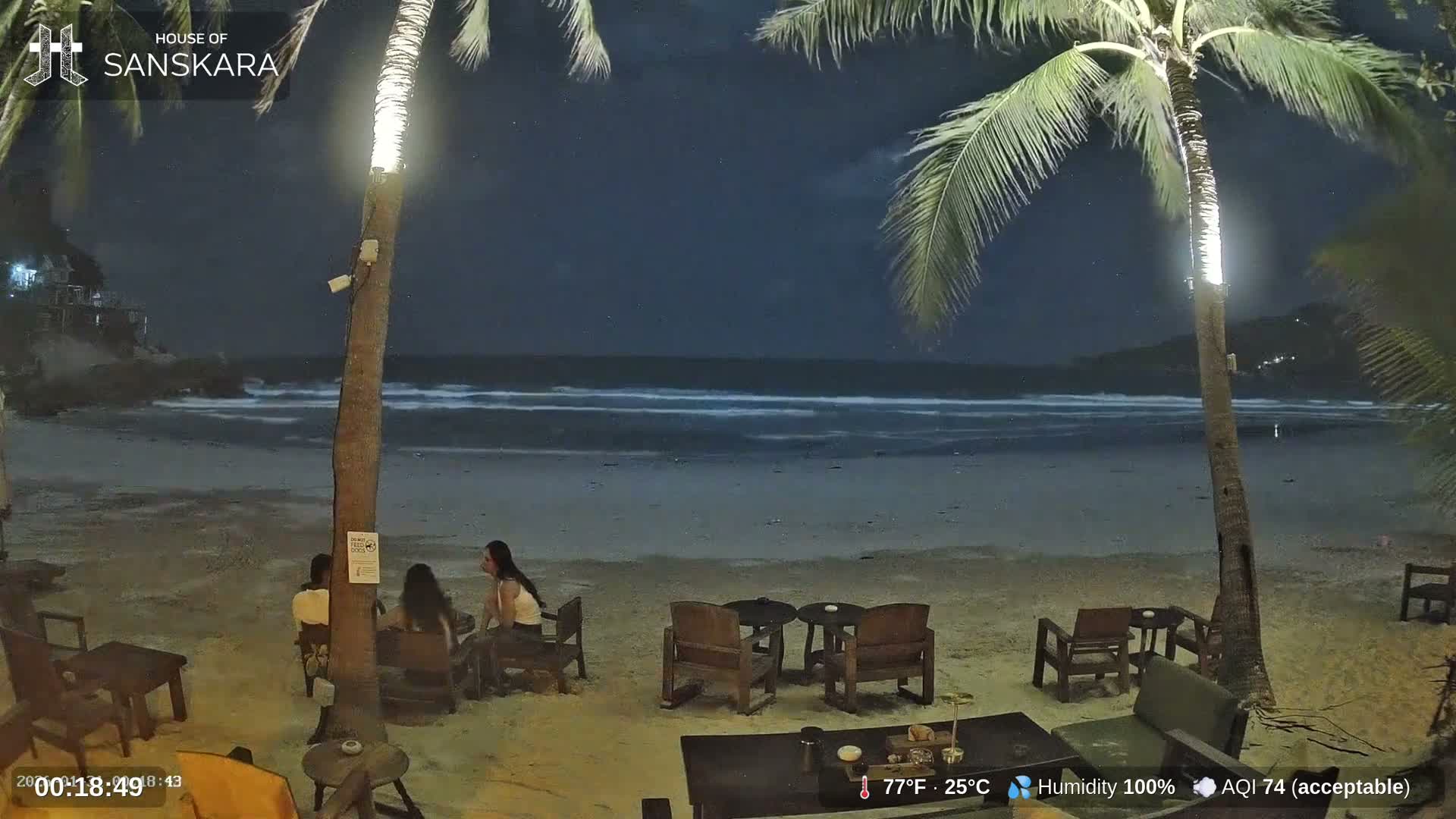 Haad Rin Beach from House of Sanskara Live Cam · Koh Pha Ngan, Surat Thani, Thailand 