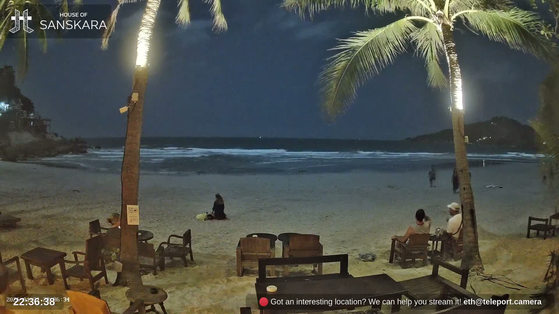 Haad Rin Beach from House of Sanskara Live Cam · Koh Pha Ngan, Surat Thani, Thailand 
