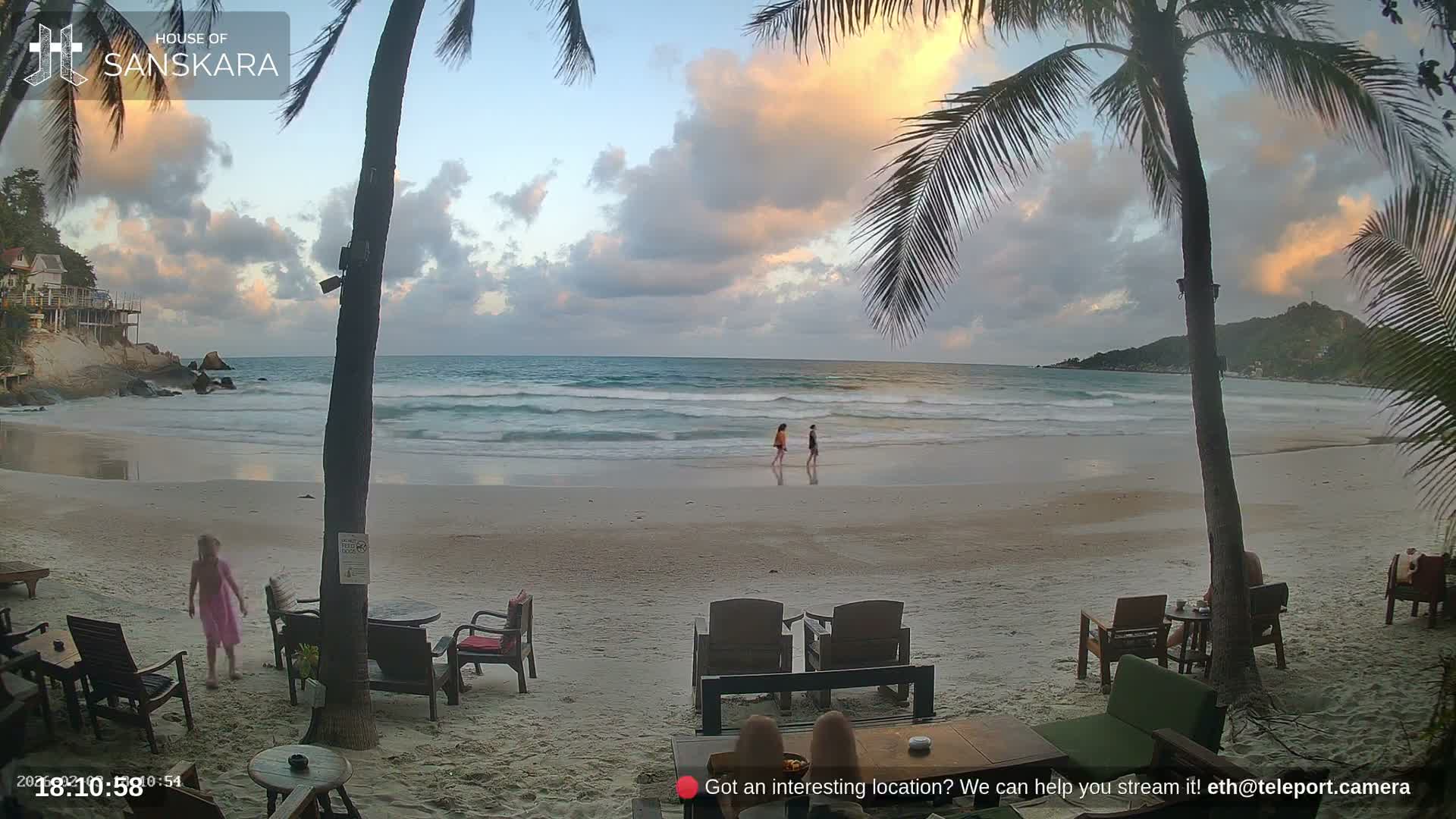 Haad Rin Beach from House of Sanskara Live Cam · Koh Pha Ngan, Surat Thani, Thailand 