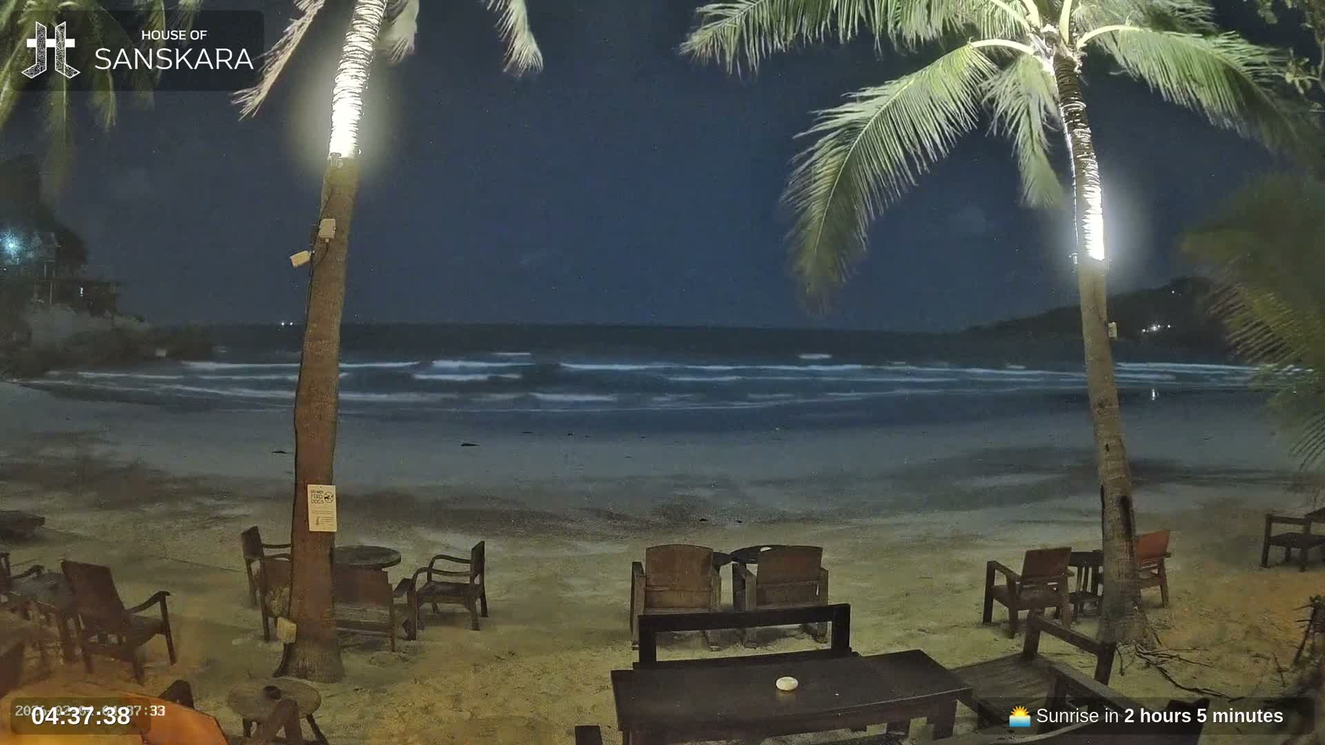 Haad Rin Beach from House of Sanskara Live Cam · Koh Pha Ngan, Surat Thani, Thailand 