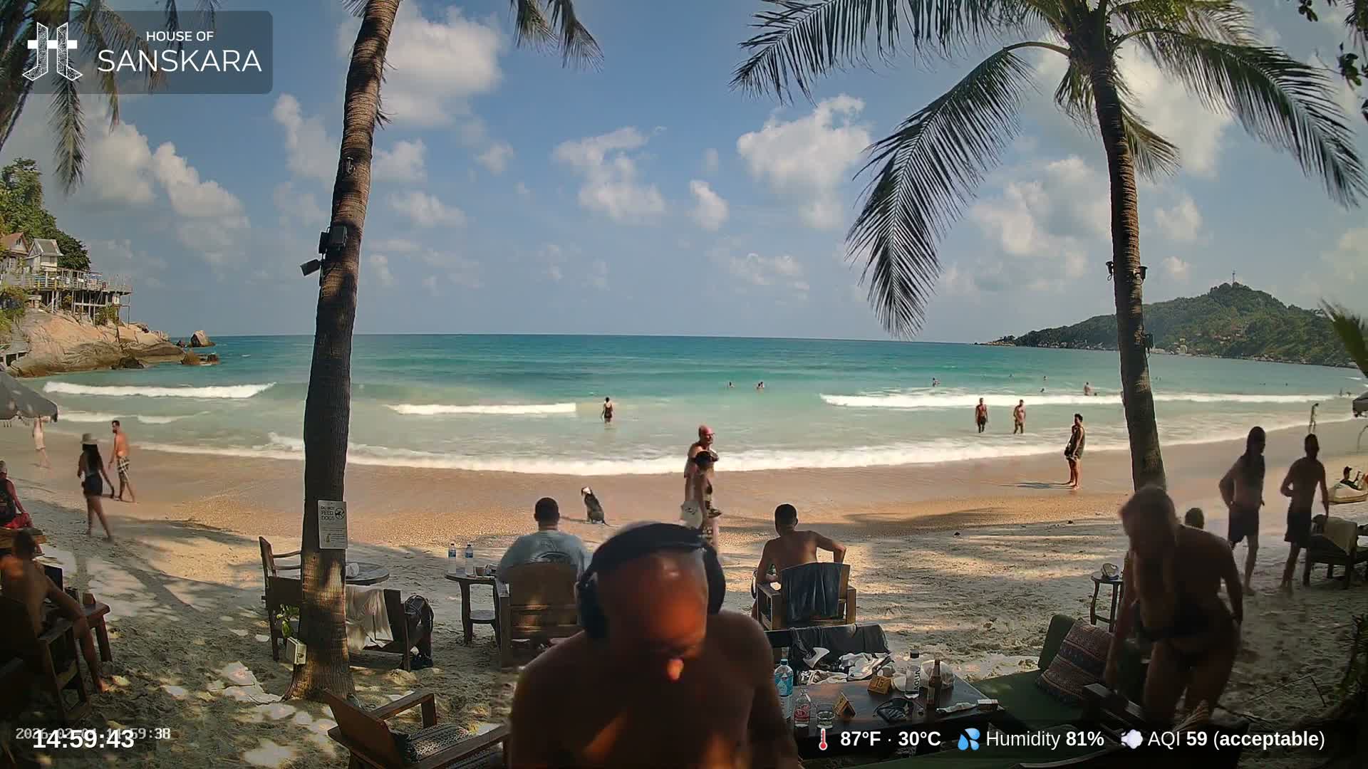 Haad Rin Beach from House of Sanskara Live Cam · Koh Pha Ngan, Surat Thani, Thailand 