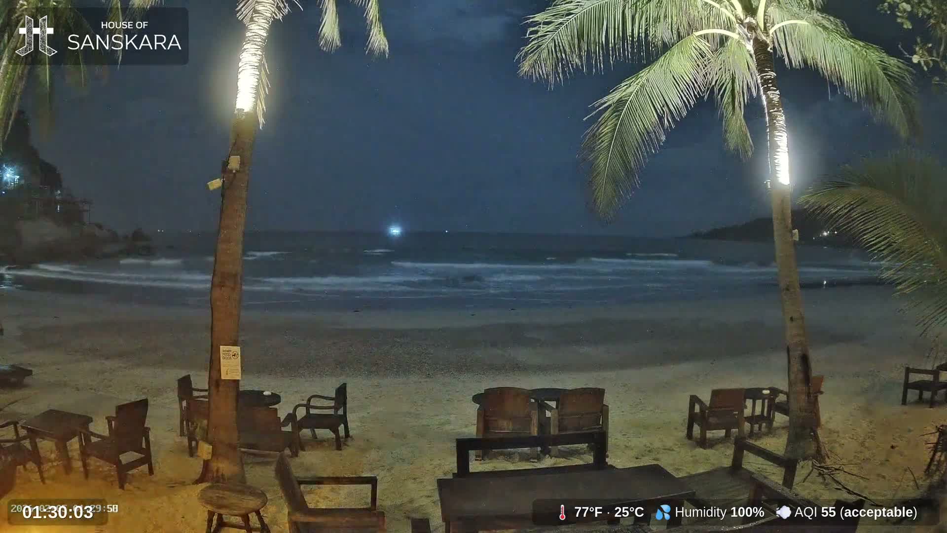 Haad Rin Beach from House of Sanskara Live Cam · Koh Pha Ngan, Surat Thani, Thailand 