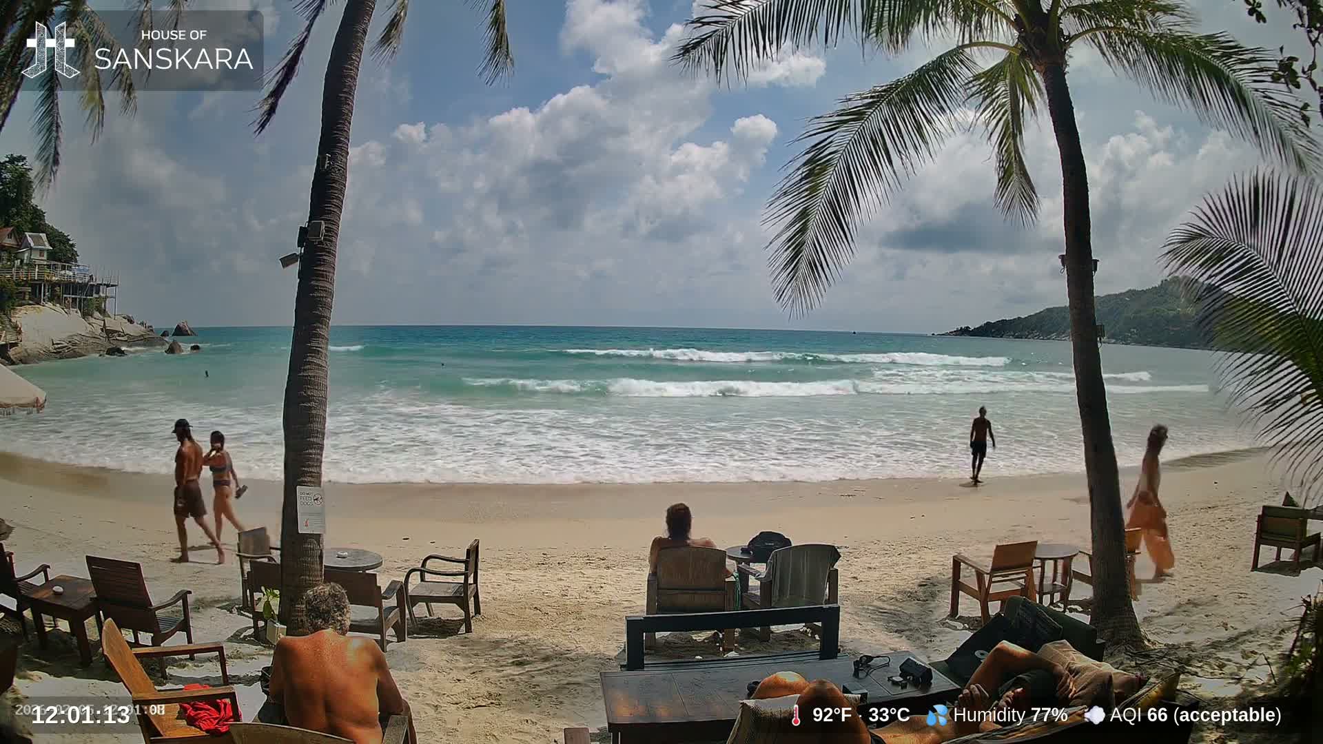 Haad Rin Beach from House of Sanskara Live Cam · Koh Pha Ngan, Surat Thani, Thailand 