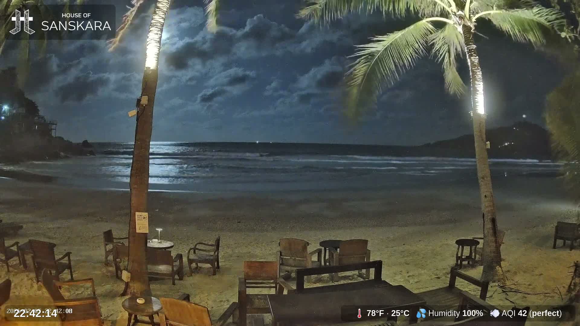 Haad Rin Beach from House of Sanskara Live Cam · Koh Pha Ngan, Surat Thani, Thailand 