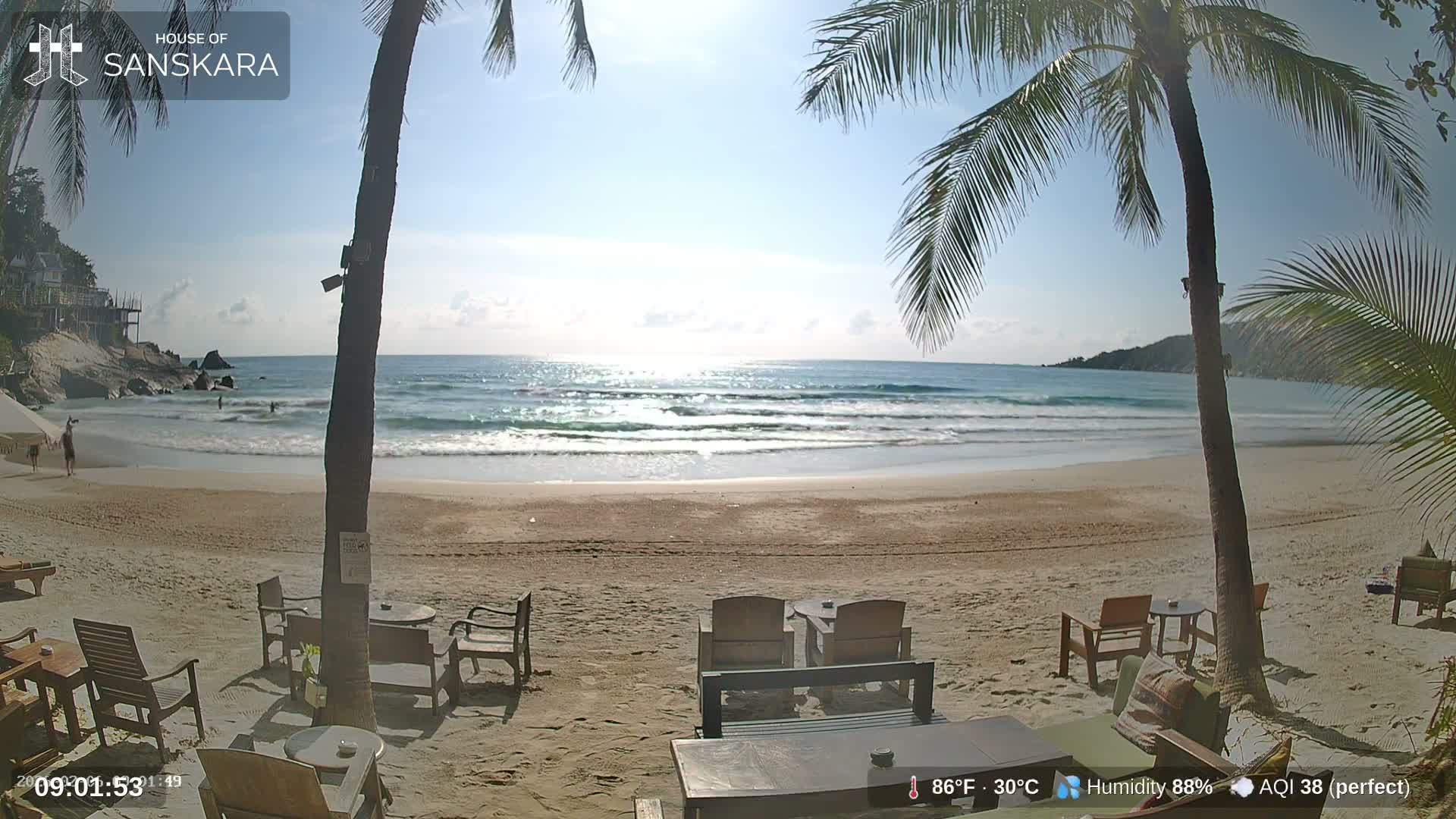 Haad Rin Beach from House of Sanskara Live Cam · Koh Pha Ngan, Surat Thani, Thailand 