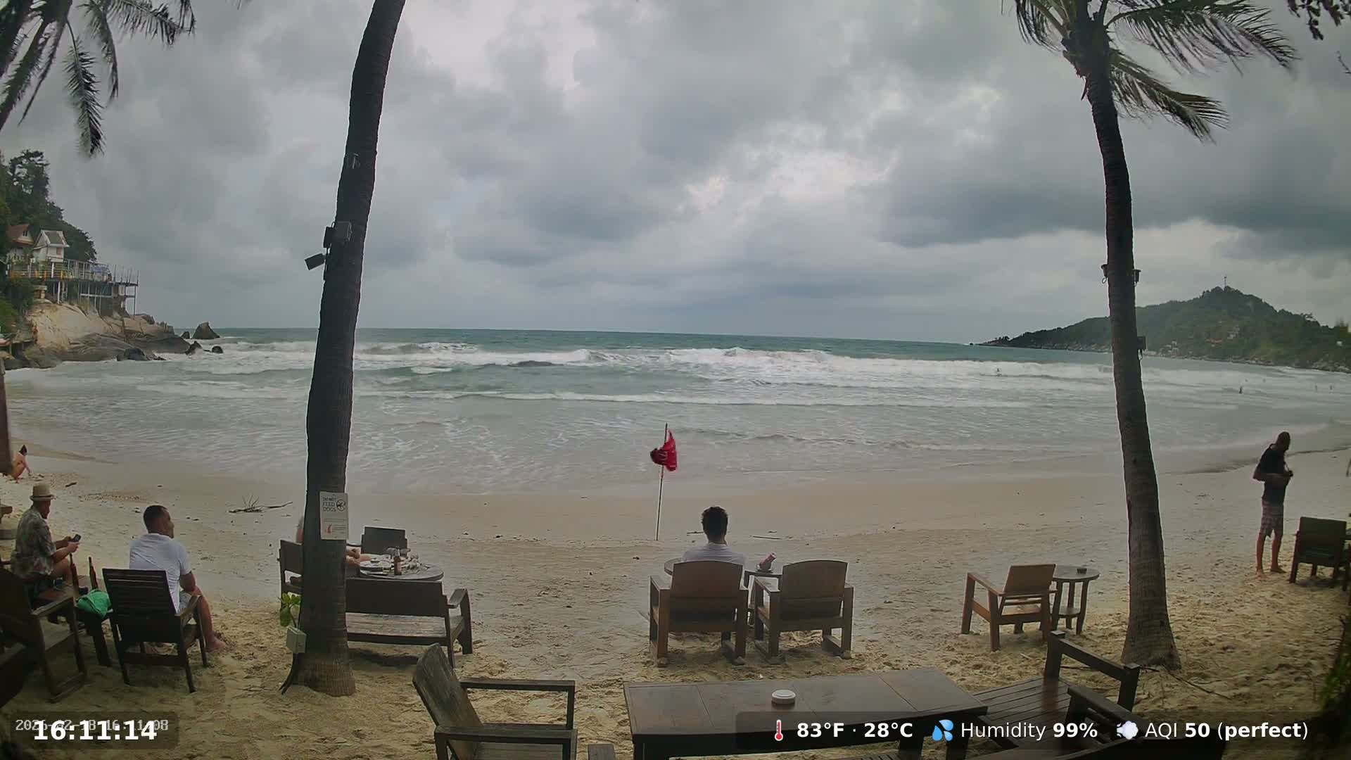 Haad Rin Beach from House of Sanskara Live Cam · Koh Pha Ngan, Surat Thani, Thailand 