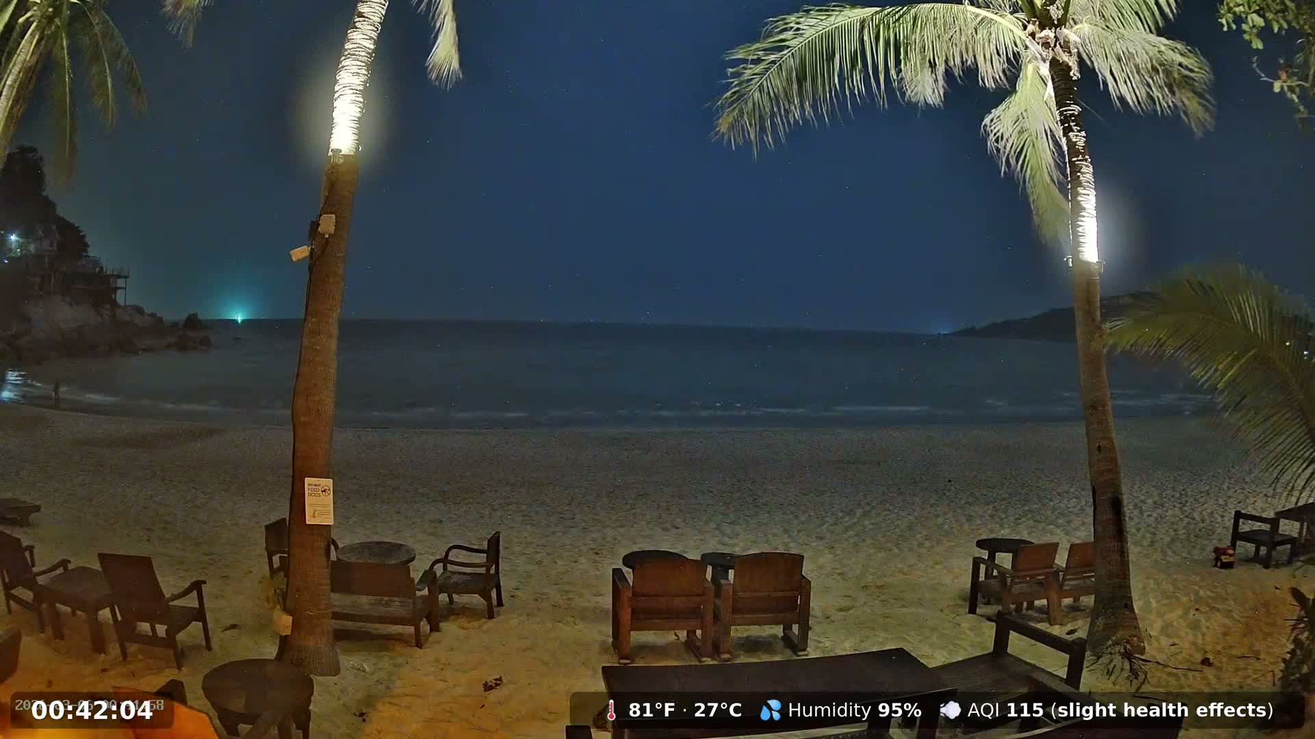Haad Rin Beach from House of Sanskara Live Cam · Koh Pha Ngan, Surat Thani, Thailand 