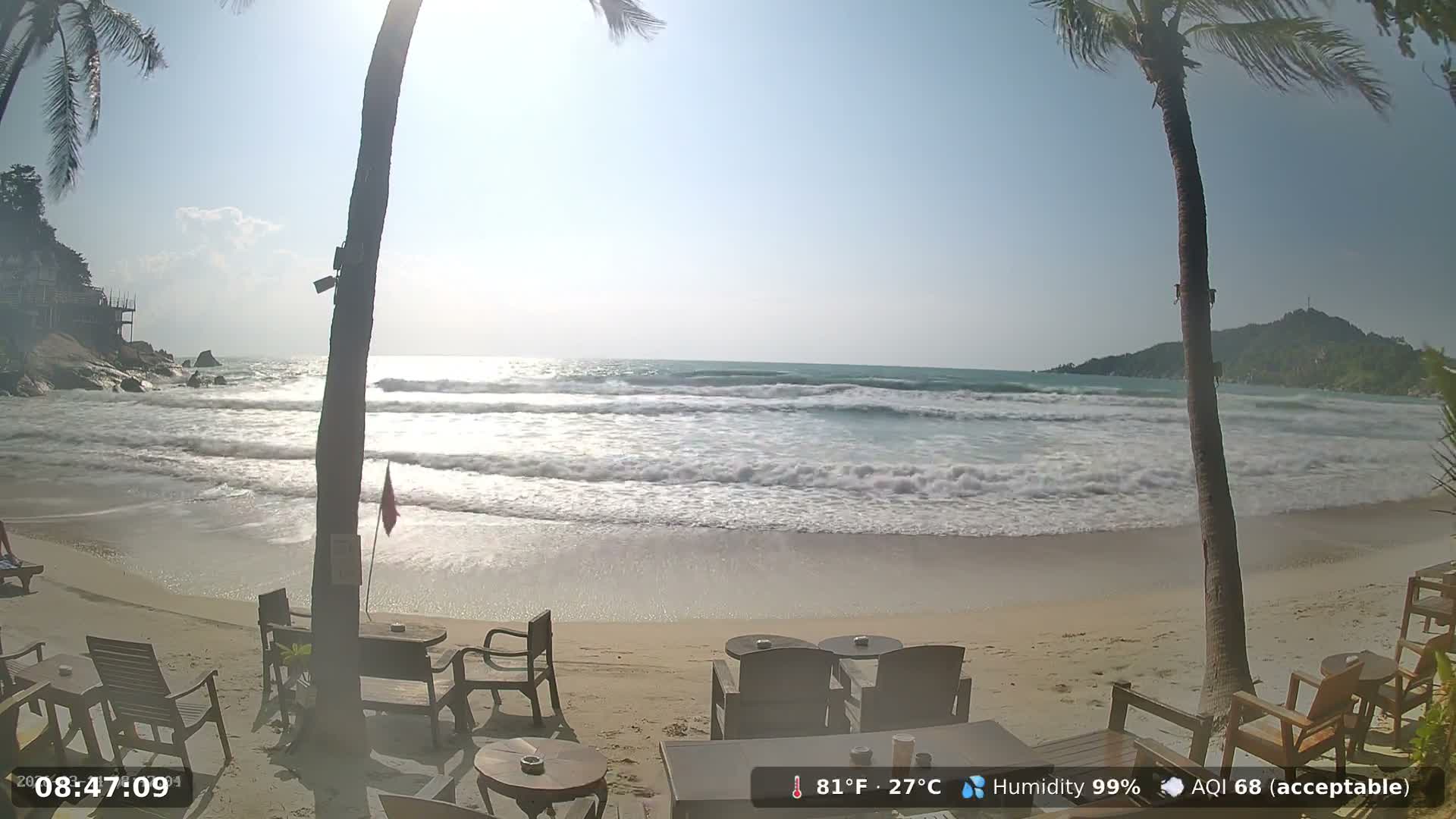 Haad Rin Beach from House of Sanskara Live Cam · Koh Pha Ngan, Surat Thani, Thailand 