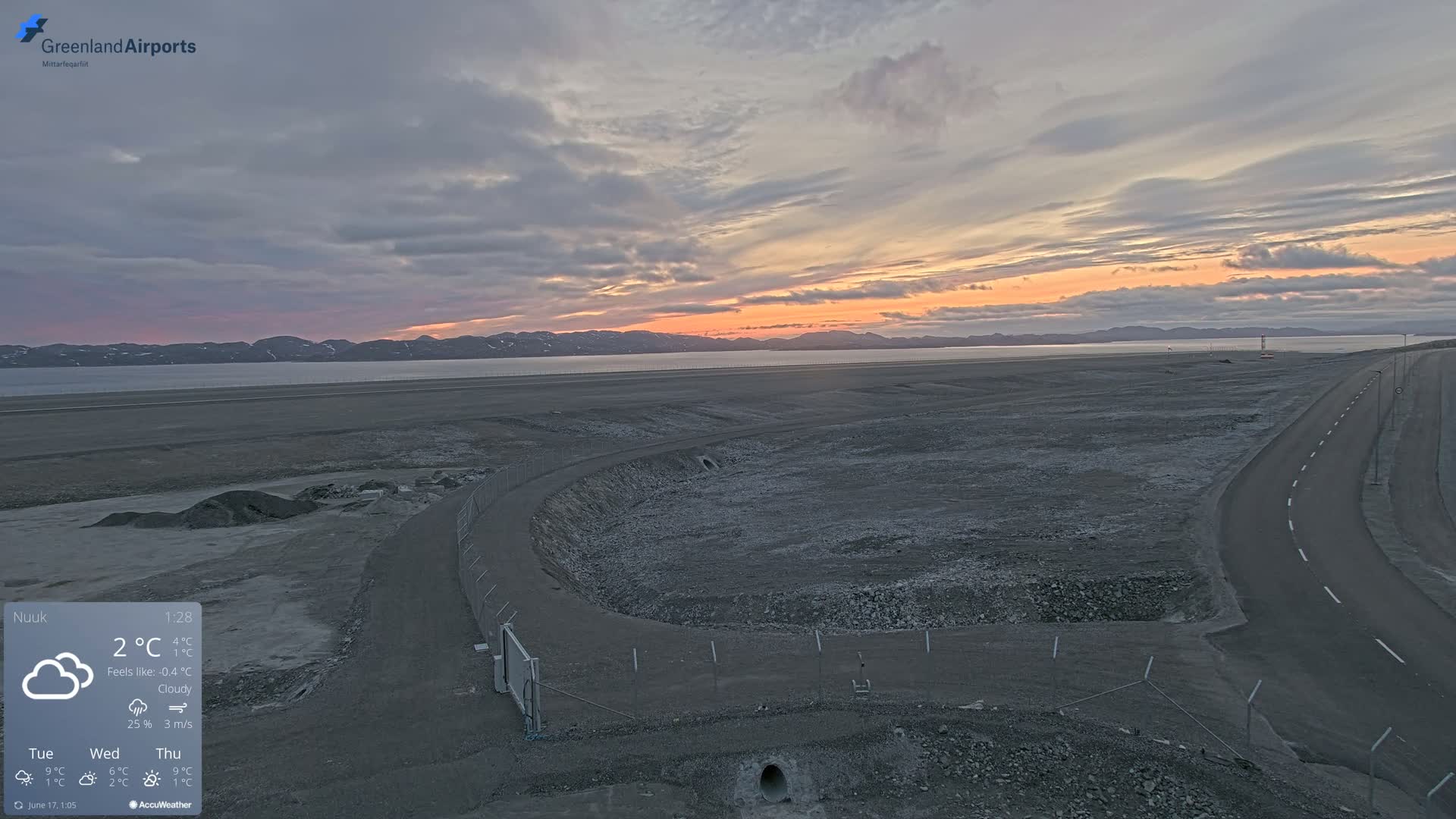 Nuuk Airport North Towards View Live Cam GOH / BGGH - Nuuk, Sermersooq, Greenland, Denmark