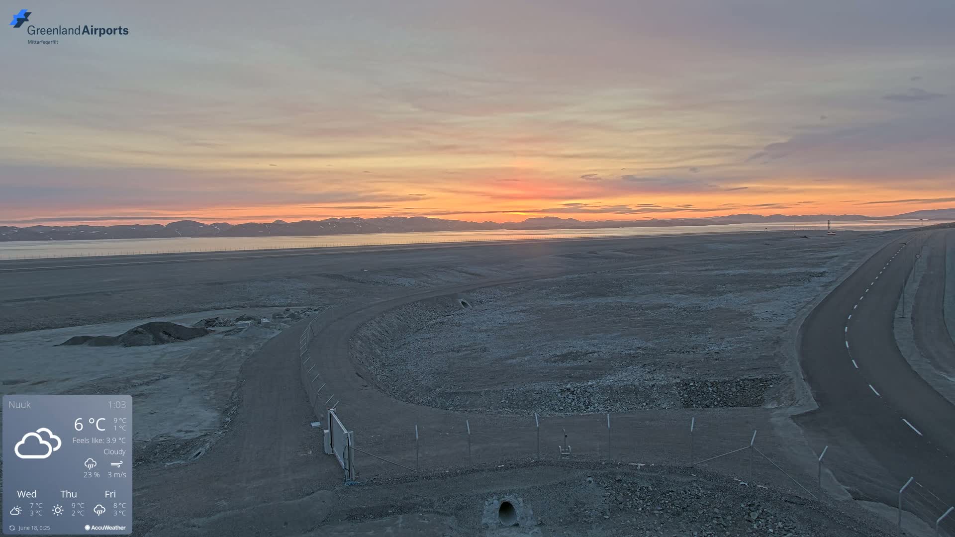 Nuuk Airport North Towards View Live Cam GOH / BGGH - Nuuk, Sermersooq, Greenland, Denmark